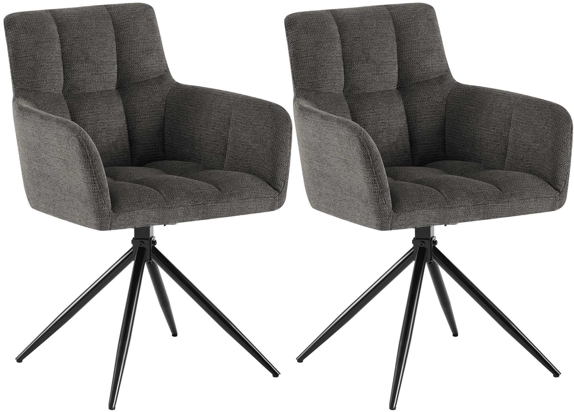 2er Set Esszimmerstuhl Jonah Stoff, dunkelgrau