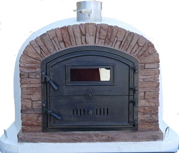 Pizzaofen Ventura AL 100 inkl. Kaminrohr und Regenhut aus Edelstahl, rot, ohne Abdeckhaube, ohne Ofenzubehör, ohne Zubehörset, ohne Grillzubehör, ohne fahrbares Gestell