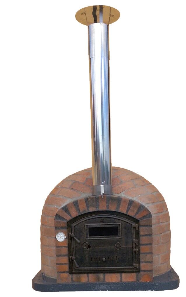 Traditioneller Backofen Rustic AL 110 inkl. Kaminrohr und Regenhut aus Edelstahl, weiß