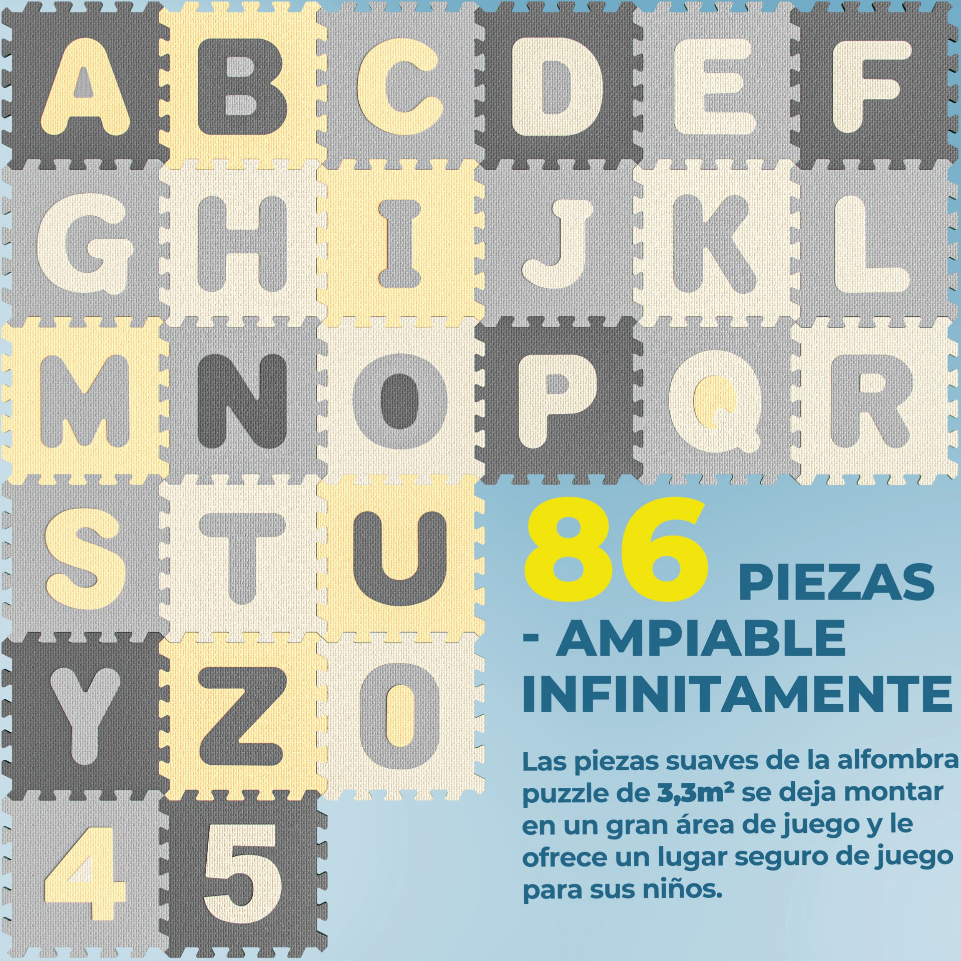 Puzzlematte 86-tlg Grau