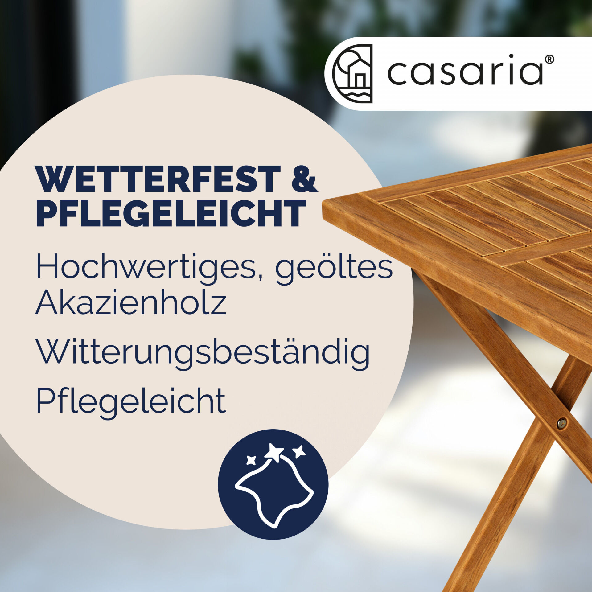 Gartentisch Akazienholz 70x70x73cm klappbar