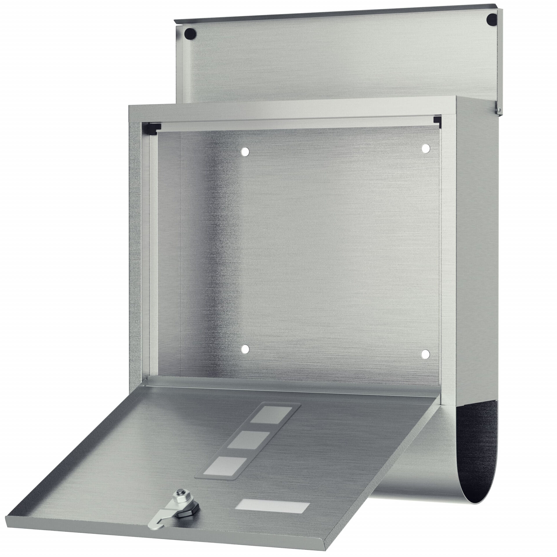 Briefkasten mit Zeitungsrohr Edelstahl Silber