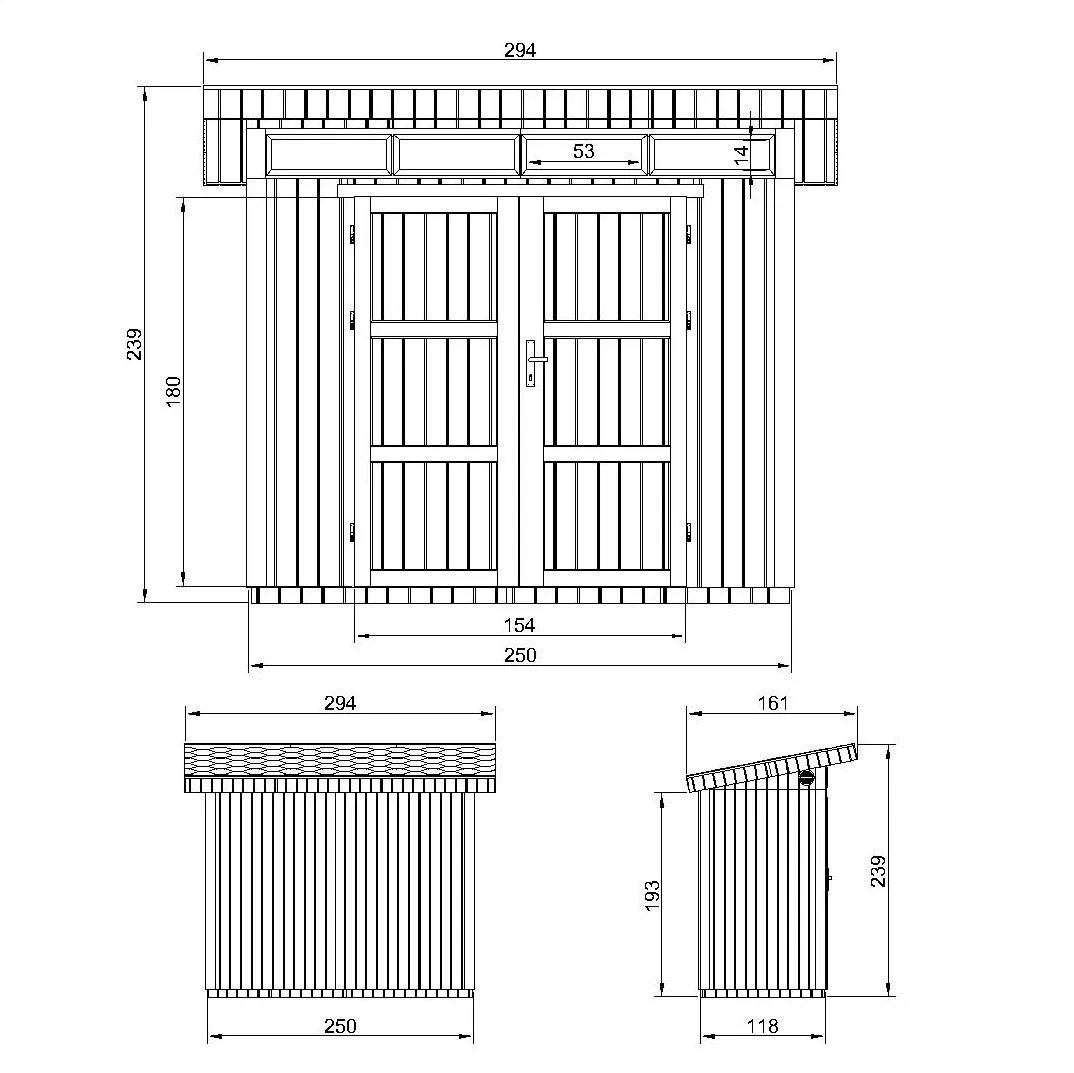 Pultdach Gartenhaus Norge 1 mit LP® SmartSide® M901A – 250 x 118 cm – 3 m2