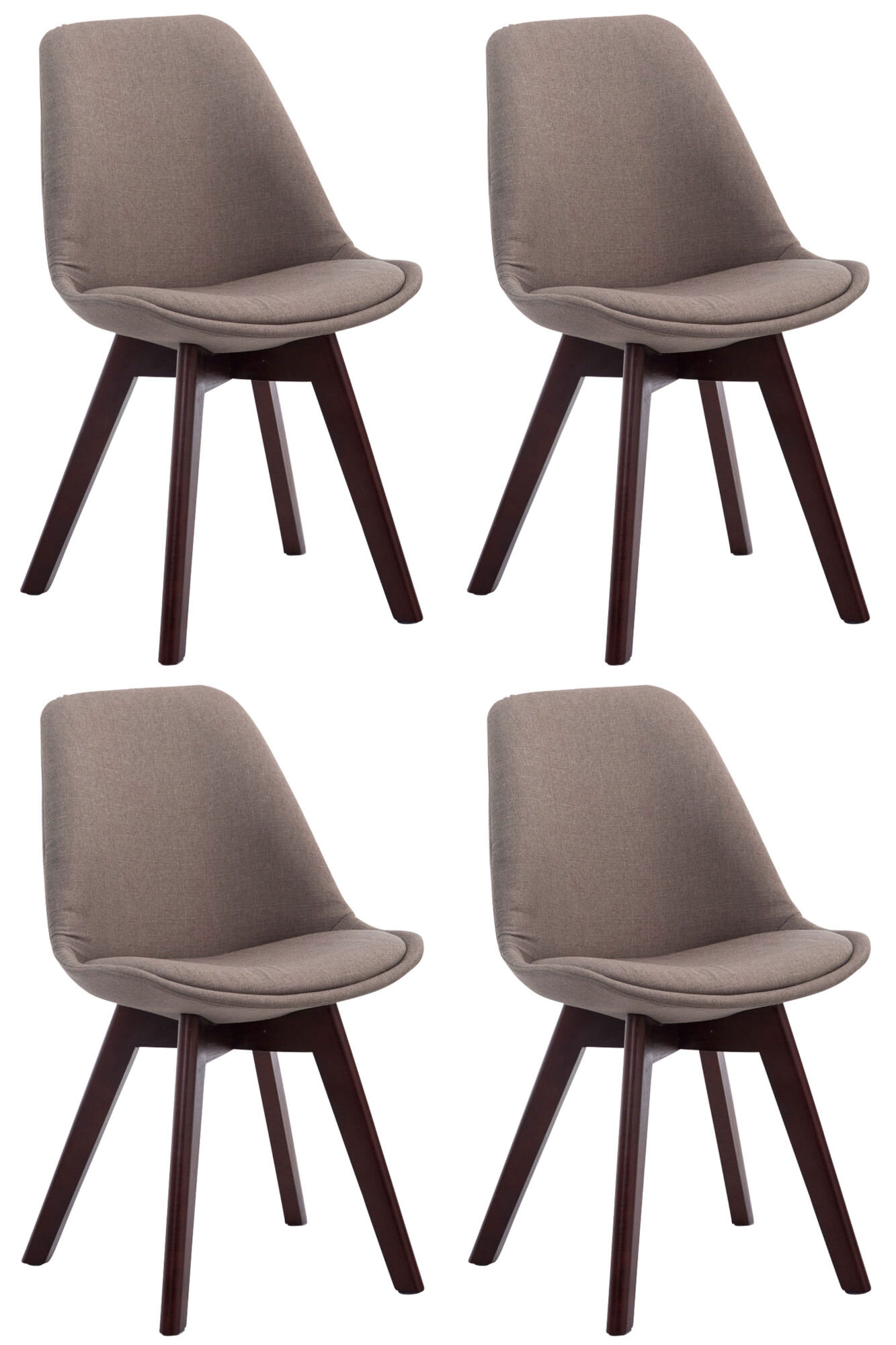 4er Set Besucherstühle Borneo V2 Walnuss Stoff, taupe