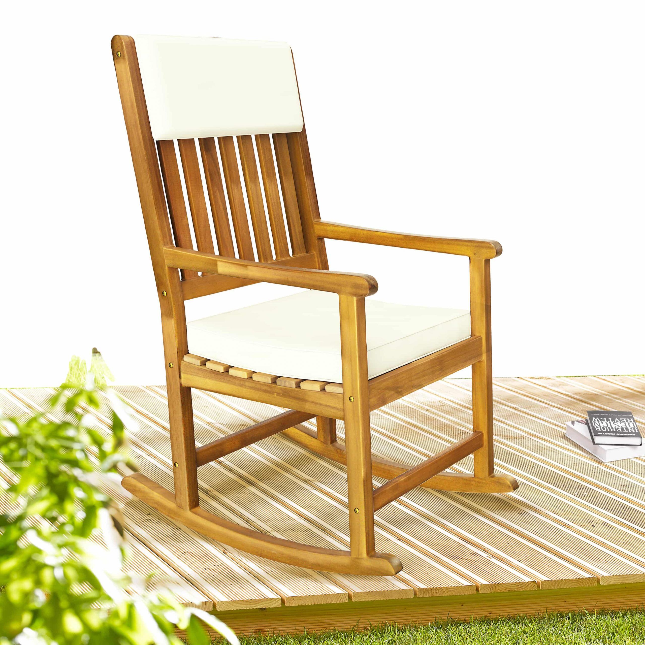 Schaukelstuhl Akazienholz 107x54x77cm