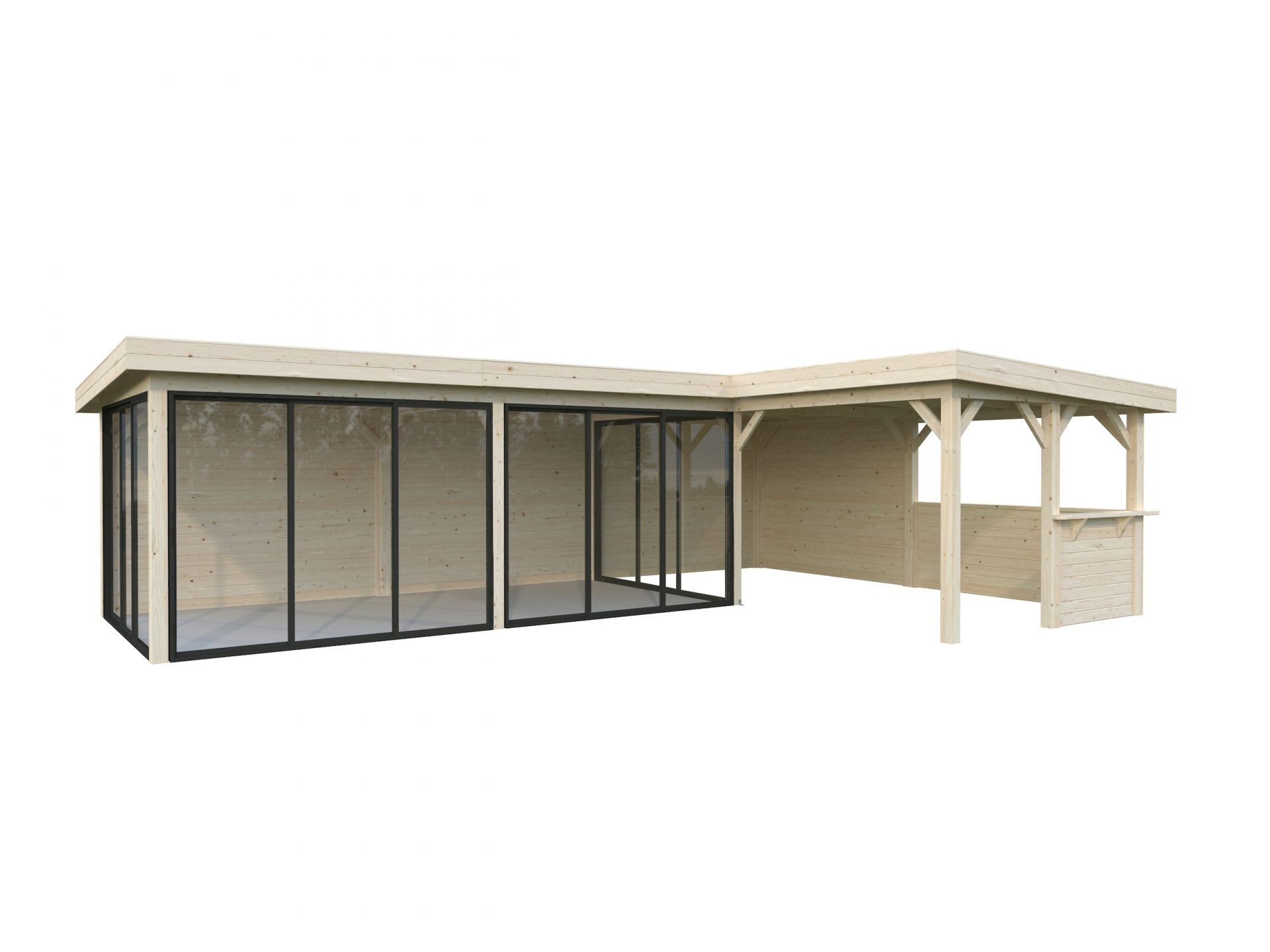 Palmako modernes Gartenhaus Lenna 33,2 m² Set 721 Slide Plus