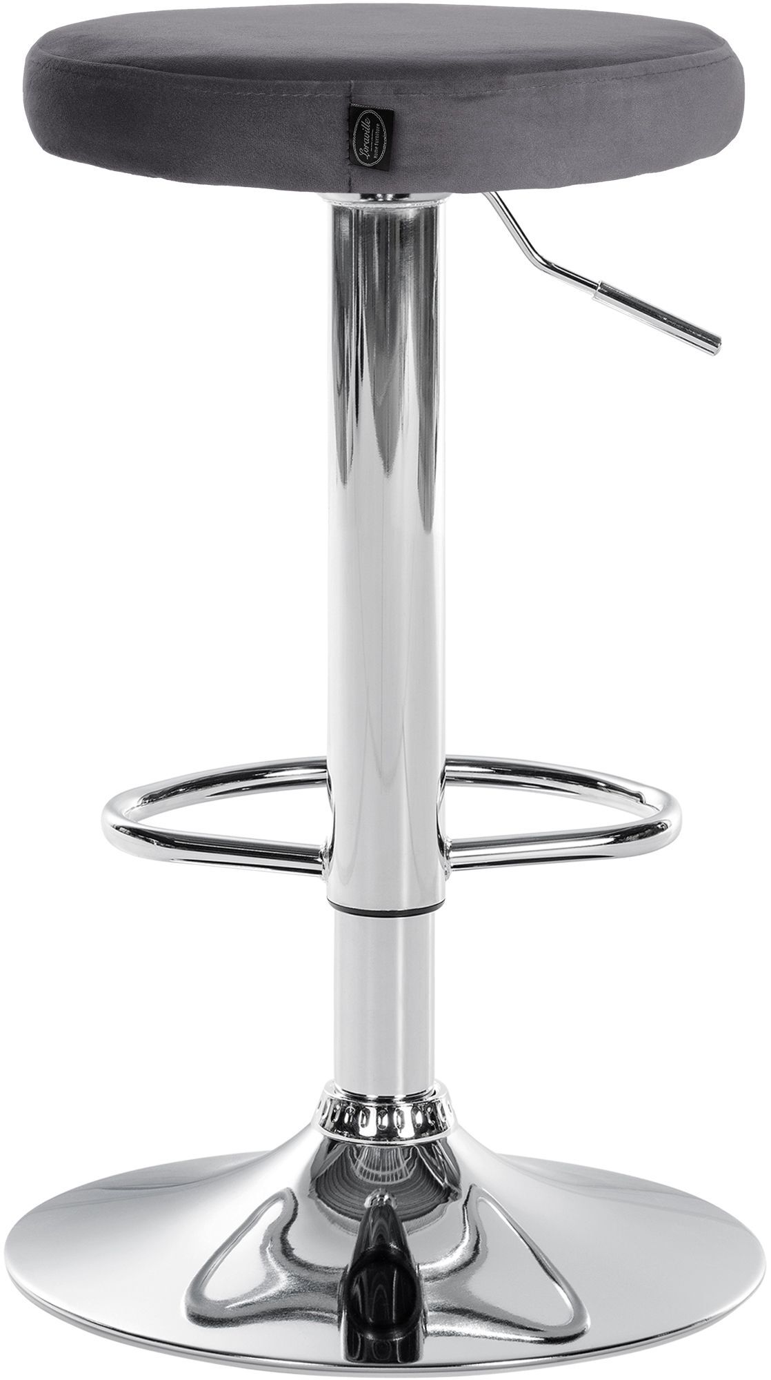 2er Set Barhocker Ponte Samt chrom, dunkelgrau