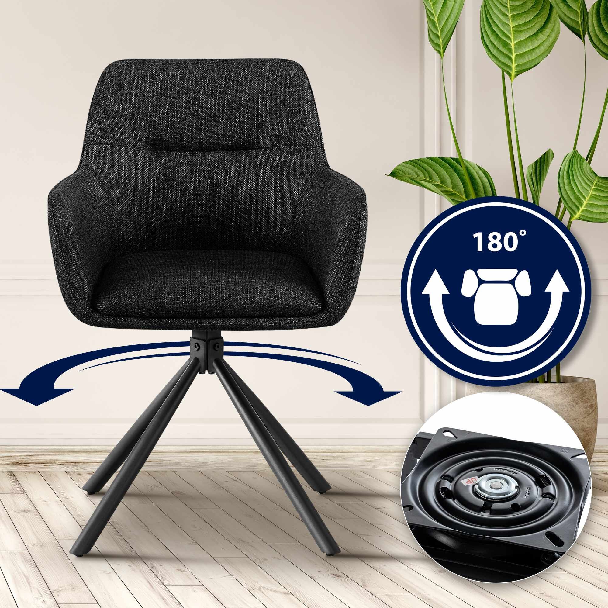 Stuhl Tipton Stoff, schwarz