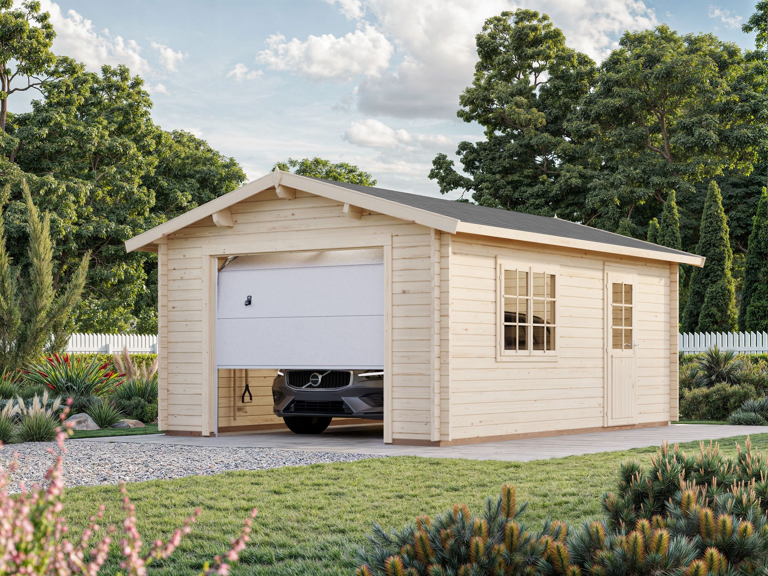 Palmako Holzgarage Roger 19,0 m² mit Sektionaltor