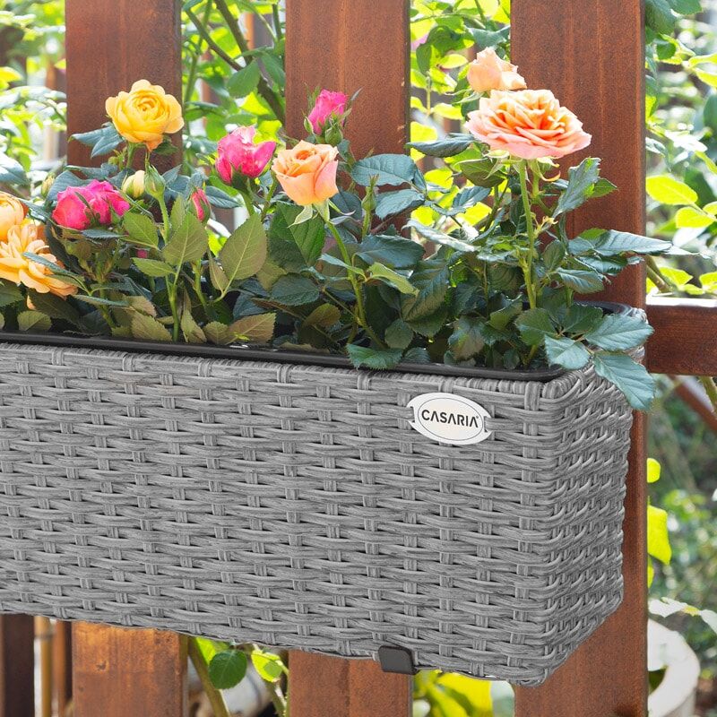 Polyrattan Blumenkasten 2er-Set Grau