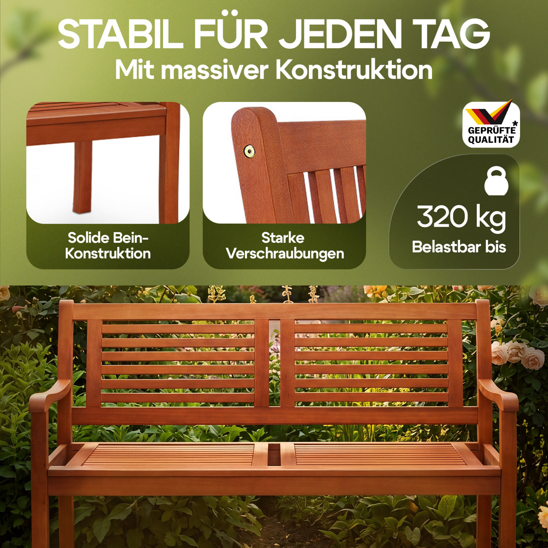 Gartenbank Eukalyptusholz 120x56x88cm FSC®-zertifiziert