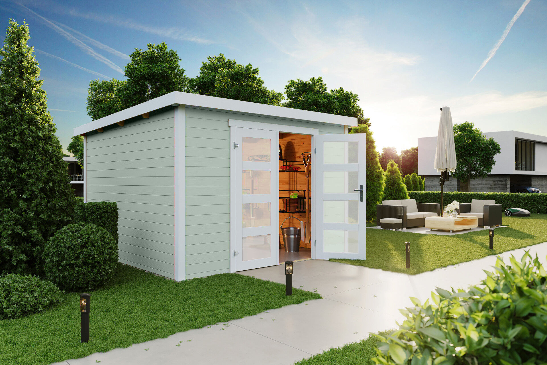 Lasita Maja Flachdach Gartenhaus Zambezi 7