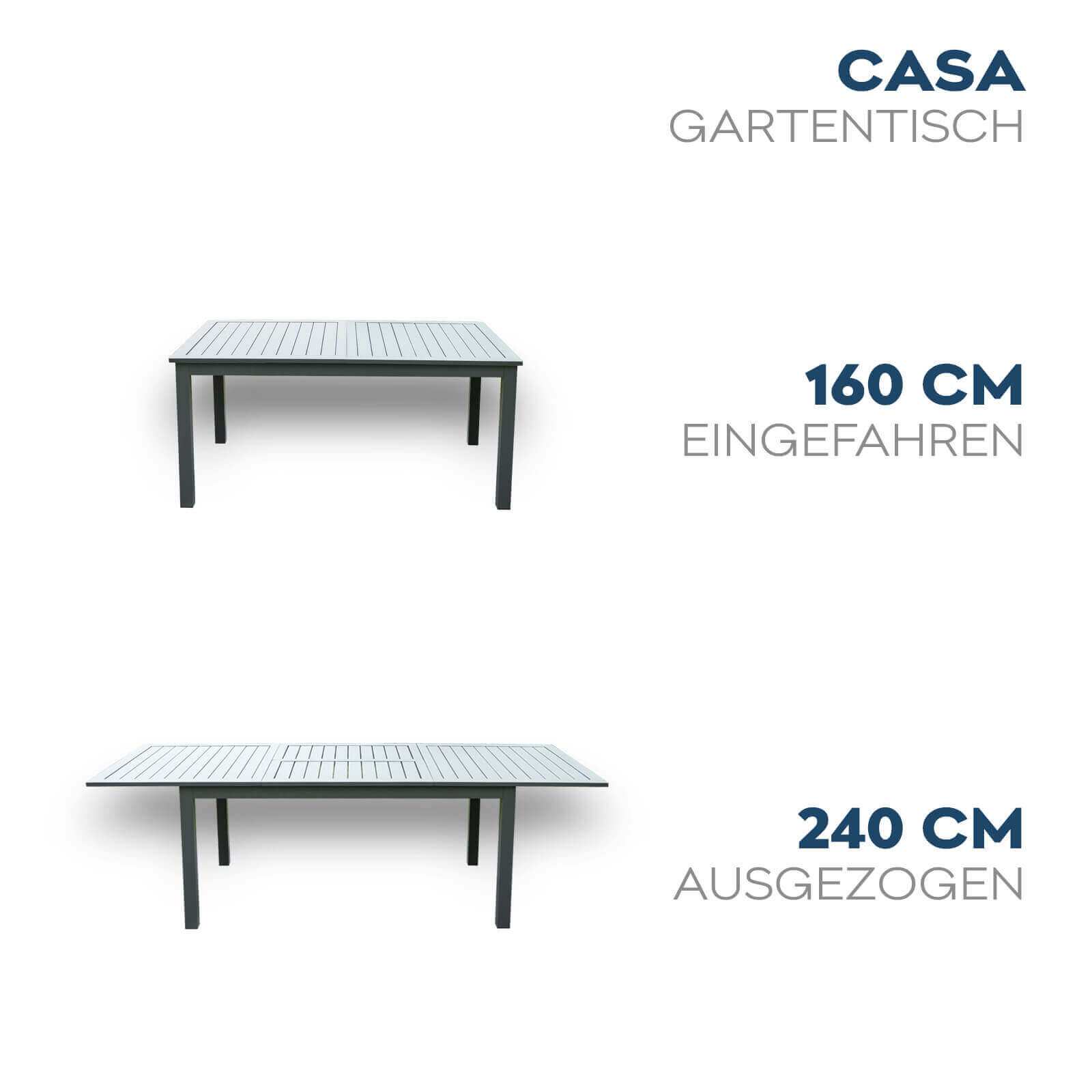 Gartentisch ausziehbar CASA - 160/240 x 100 cm