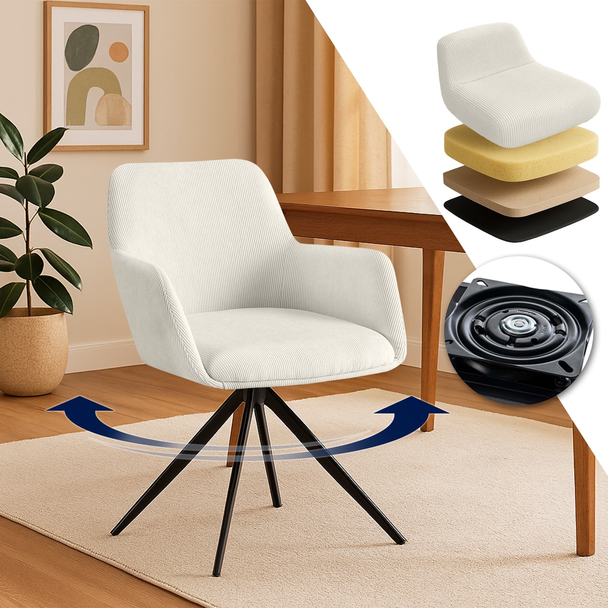 Esszimmerstuhl Olema Cord, creme