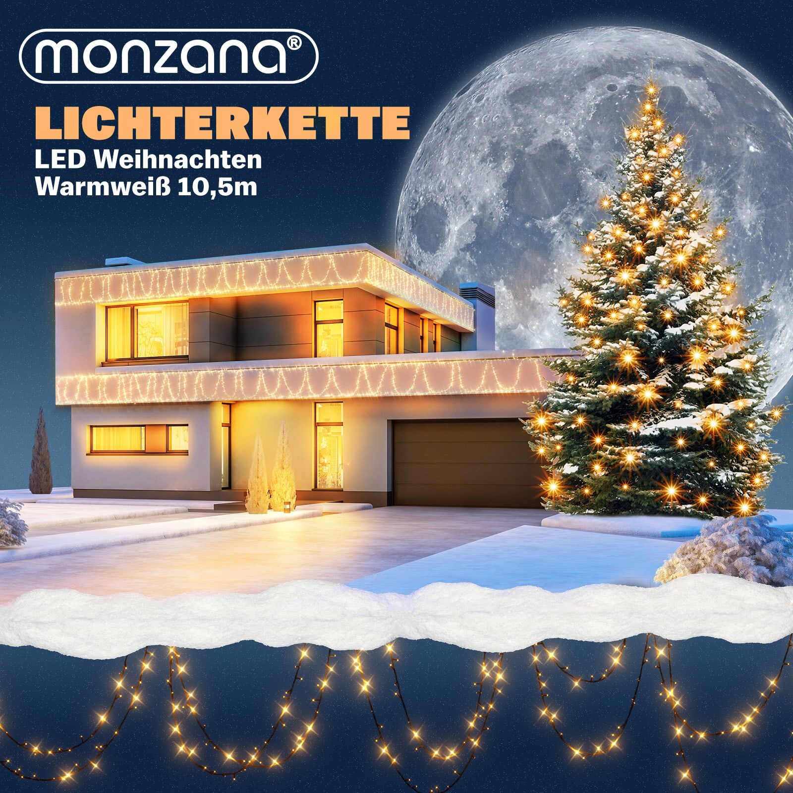 Lichterkette Warmweiß 10,5m Timer