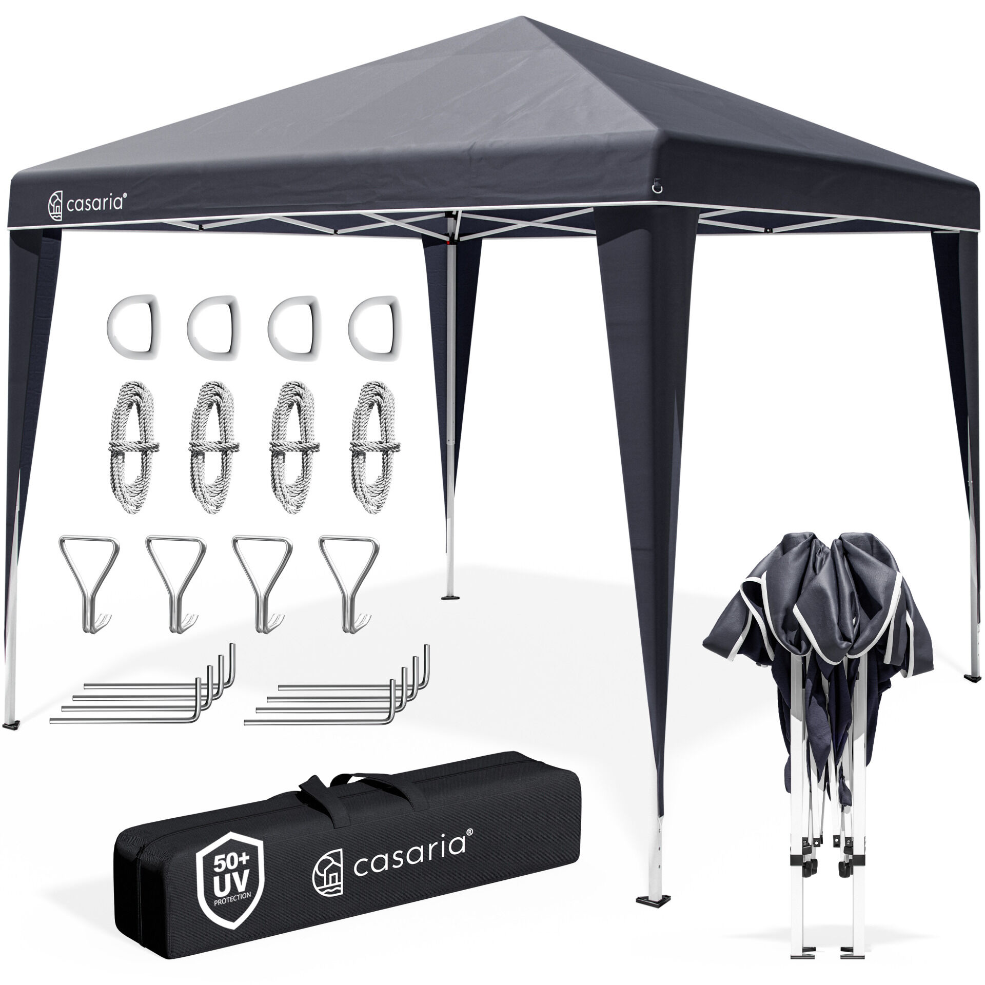 Faltpavillon 3x3m Pop-Up Anthrazit Schnellaufbau UV-Schutz 50+ wasserdicht stabil