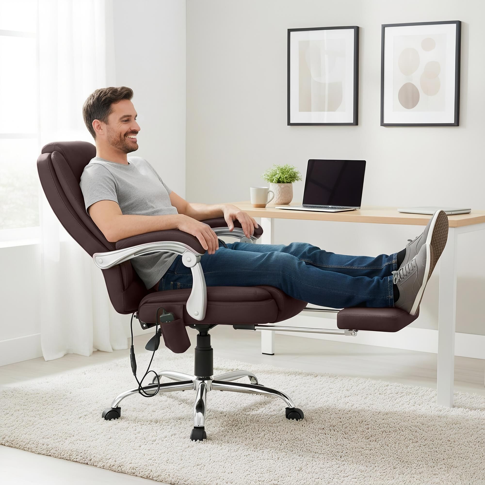 Bürostuhl Rubia mit Massagefunktion Kunstleder, braun