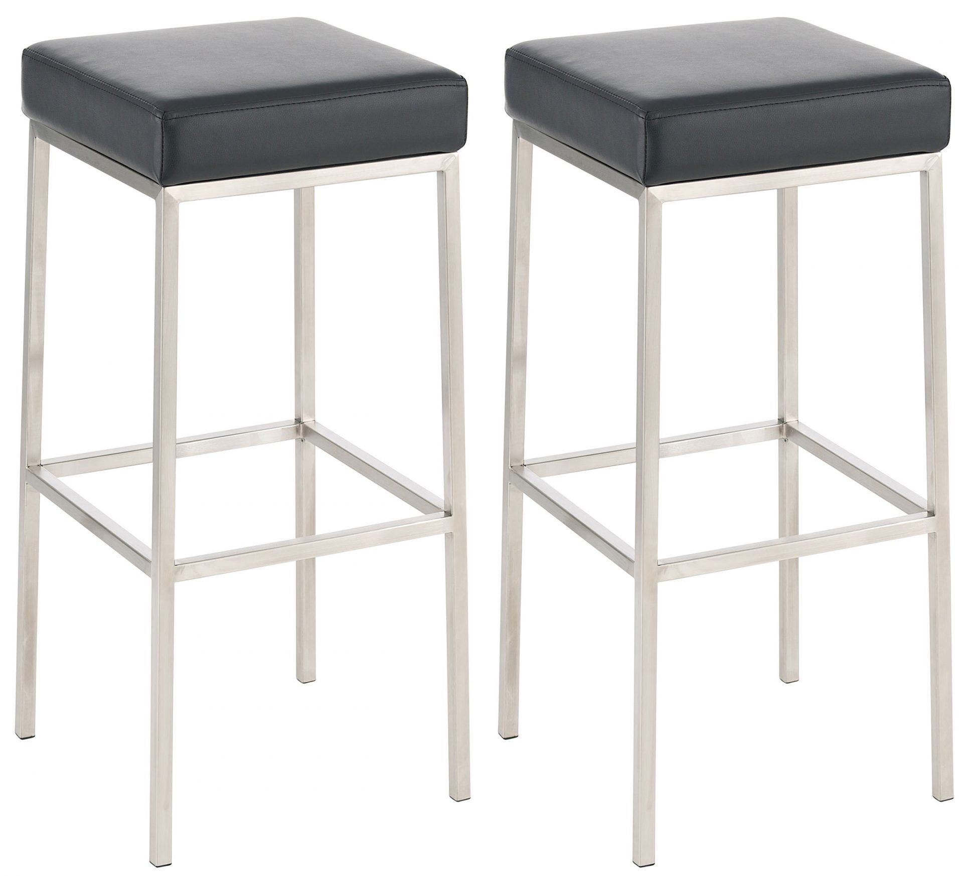 2er Set Barhocker Montreal 85 Kunstleder edelstahl, schwarz