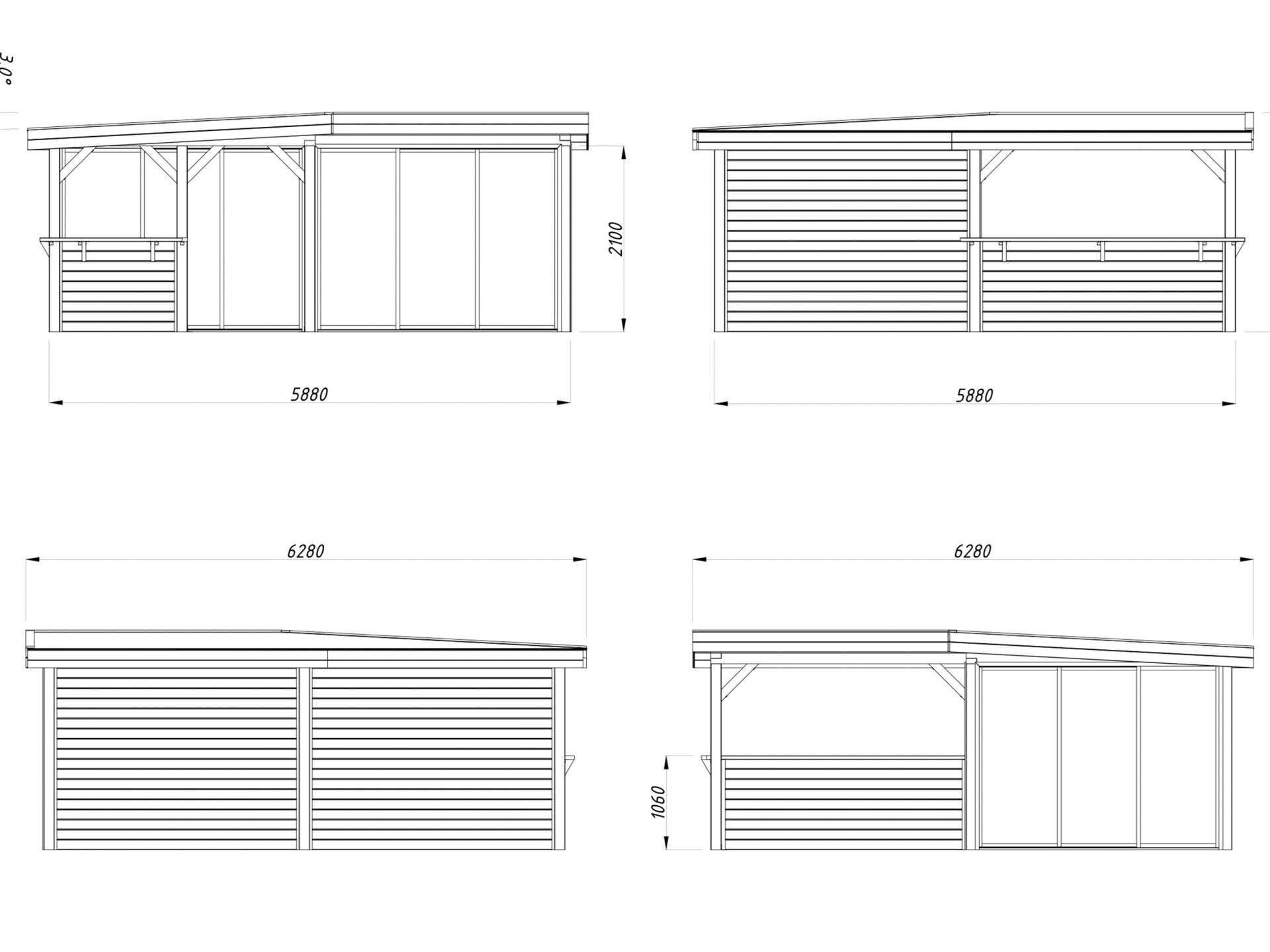 Palmako modernes Gartenhaus Lenna 24,9 m2 Set 423 Slide