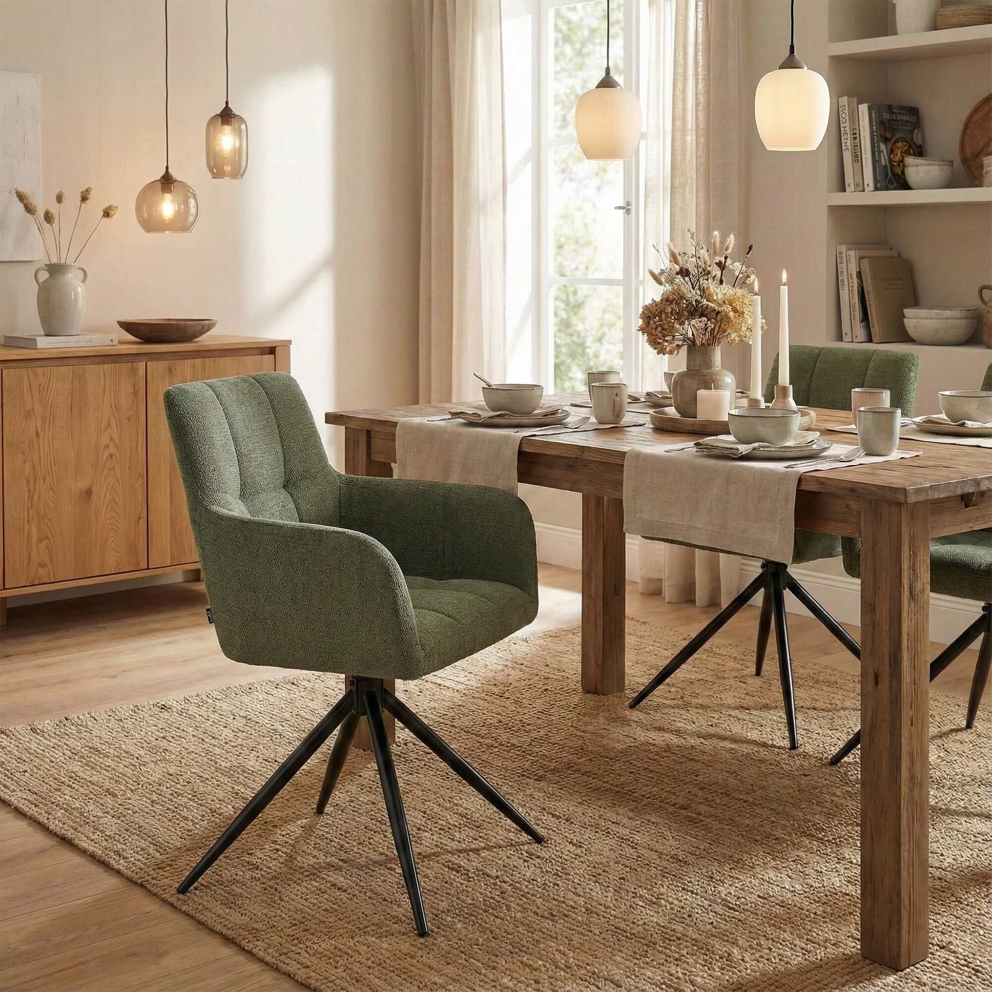 Esszimmerstuhl Jonah Stoff, grün