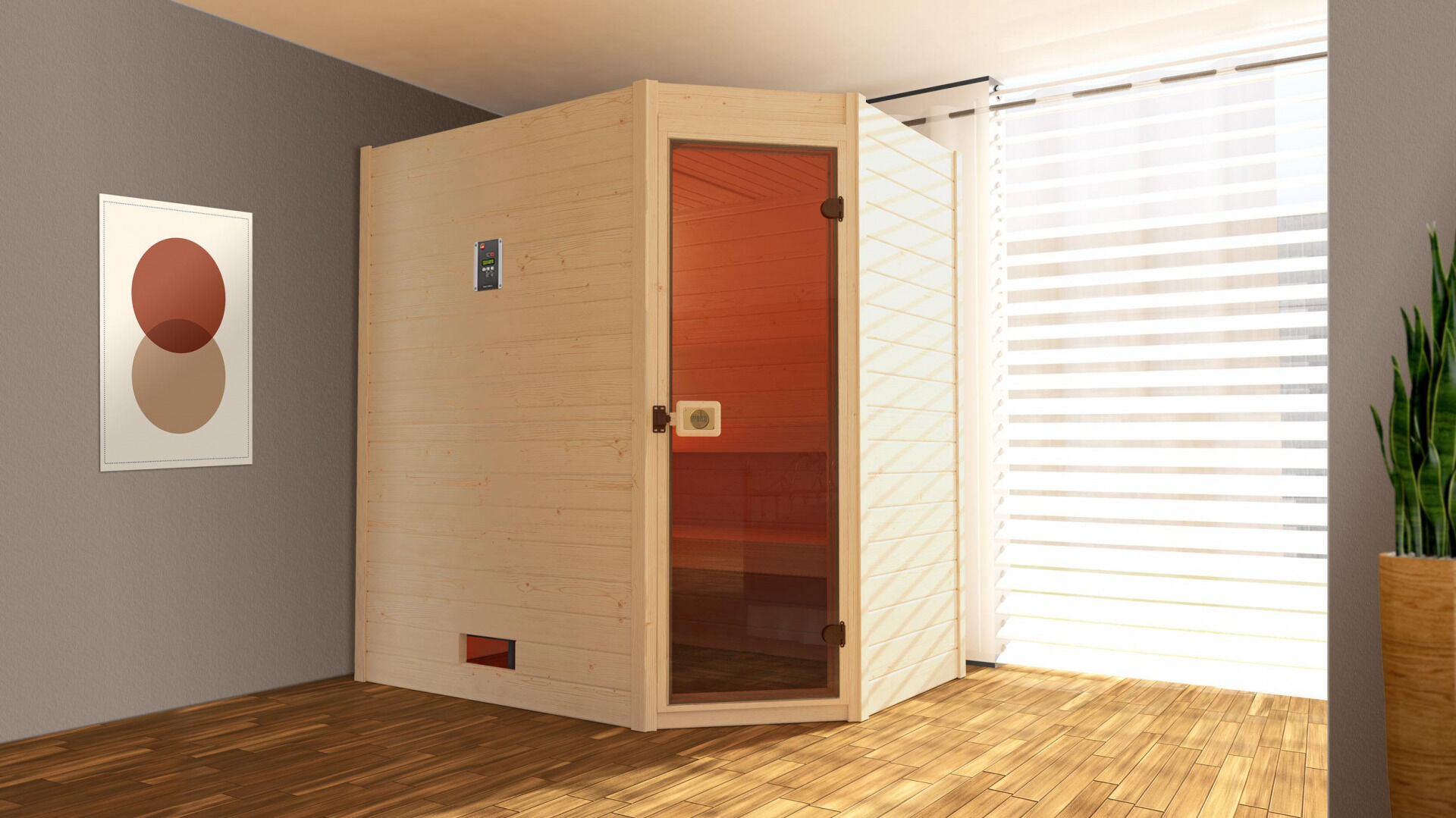weka Massivholzsauna 38 mm VALIDA Eck 1