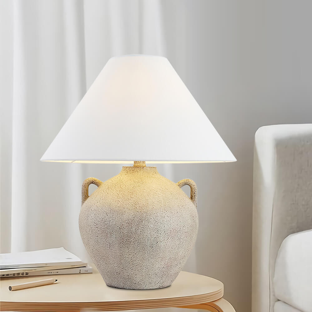 Große Tischlampe in Steinoptik RITA - Weiß