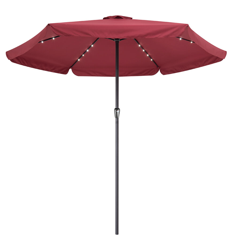 LED Solar Sonnenschirm Athen Rot Ø330cm UV-Schutz 80+