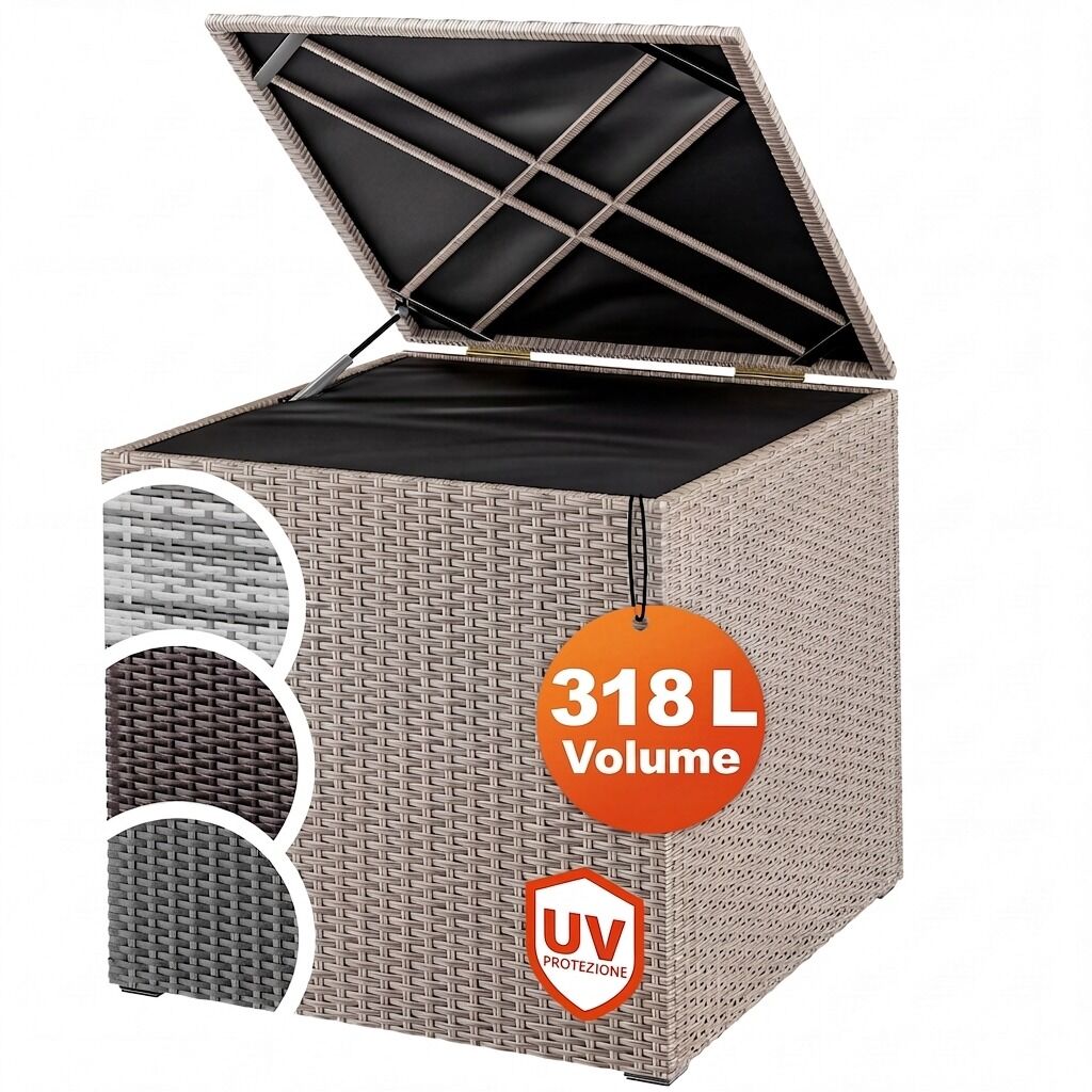Gartenbox Polyrattan 318L Creme mit Innenverkleidung wetterfest
