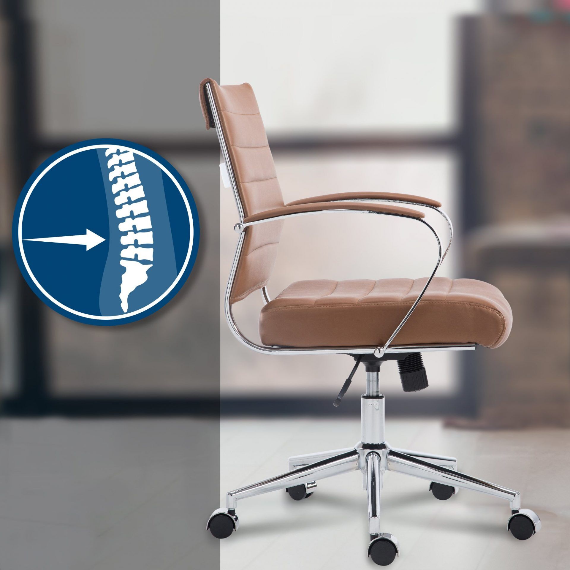 Bürostuhl Oakland Kunstleder, hellbraun