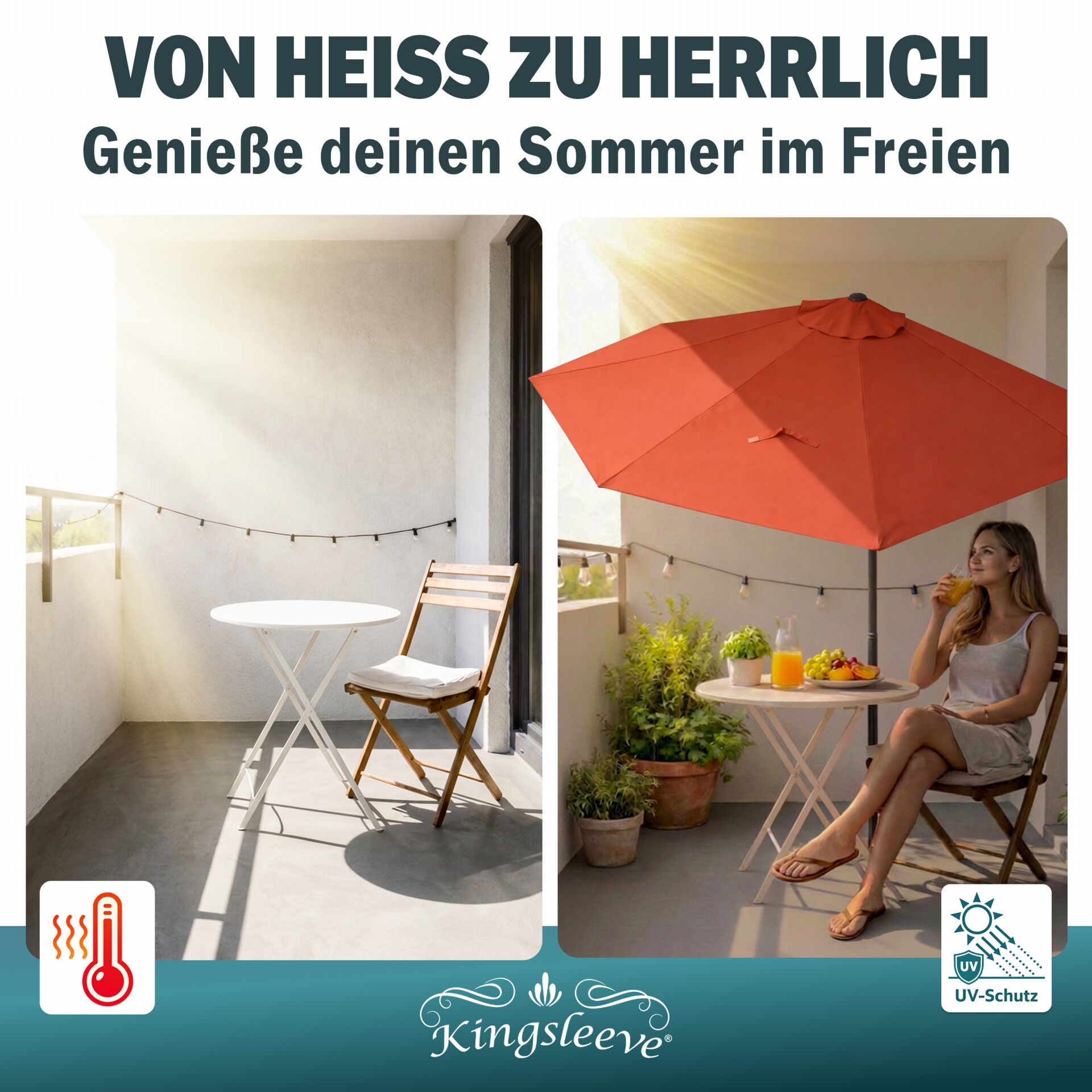 Terrassen-Sonnenschirm Terrakotta UV-Schutz 80+