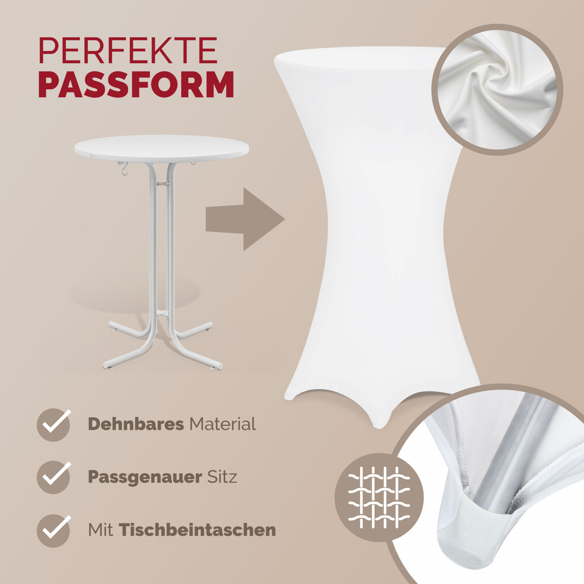 Stehtischhusse Ø80 cm weiß