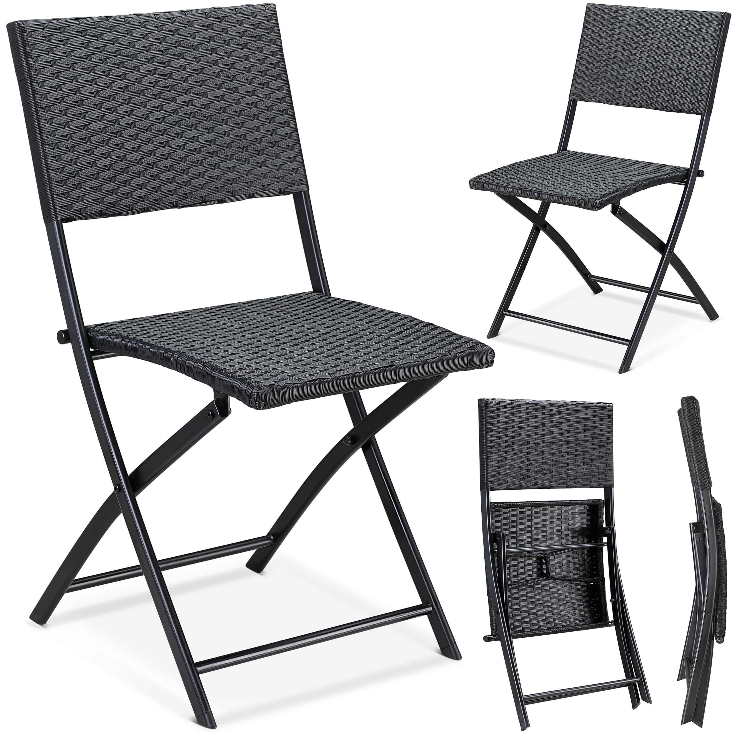 Polyrattan Klappstuhl Rom 2er-Set Schwarz