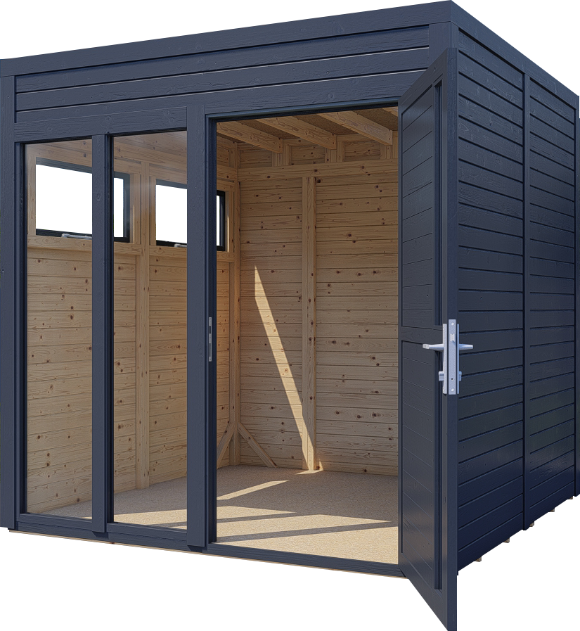 Gartenhaus Holz Cubus 2 Office anthrazit 223 x 230 cm