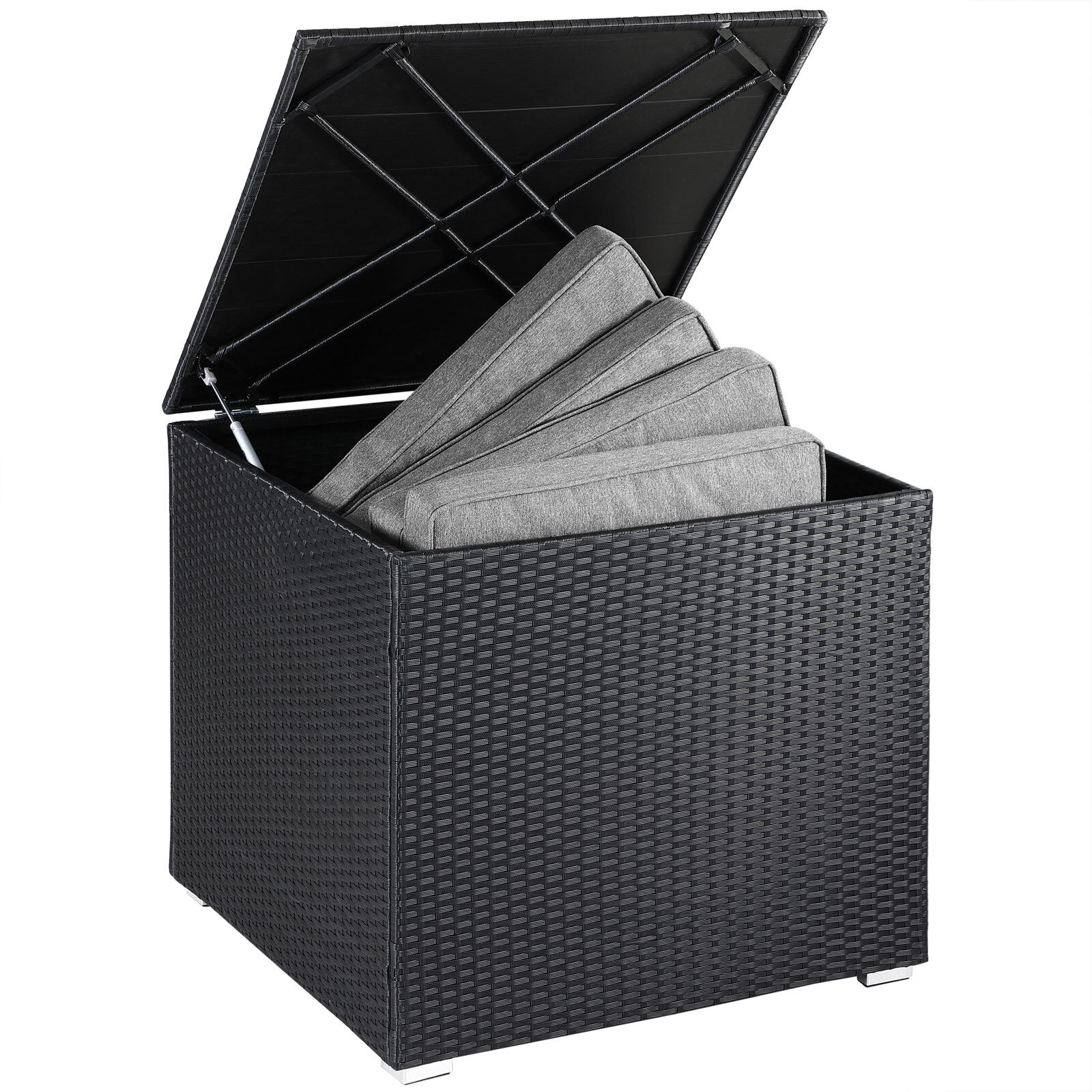 Gartenbox Polyrattan 318L Schwarz mit Innenverkleidung wetterfest