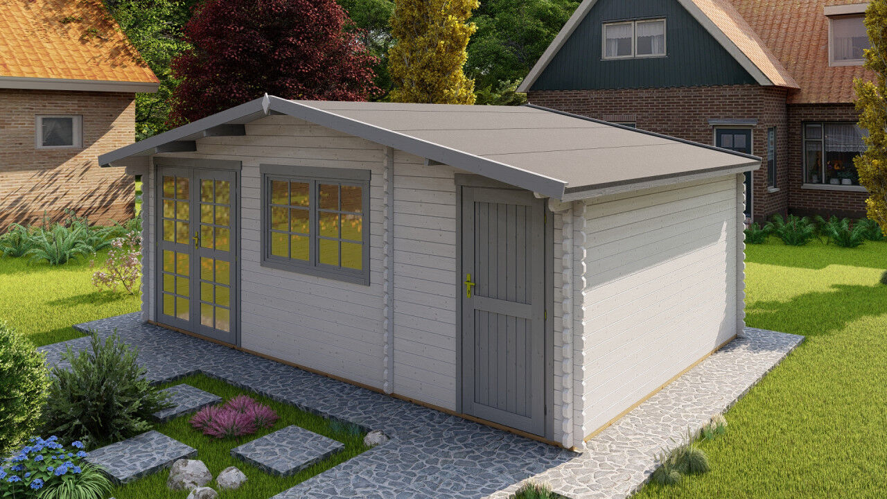 Gartenhaus Norwegen 61- Blockhaus mit Abstellraum