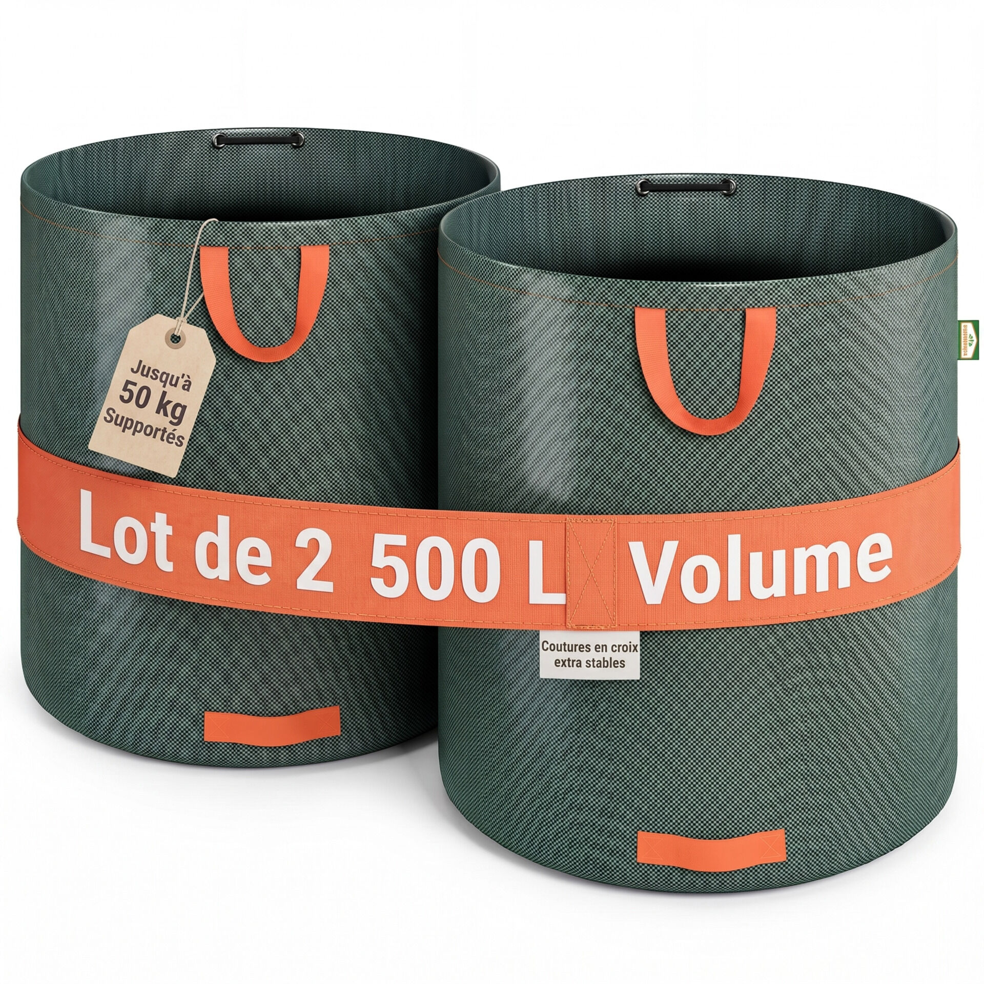 Gartenabfallsack 2er-Set Grün je 500 Liter