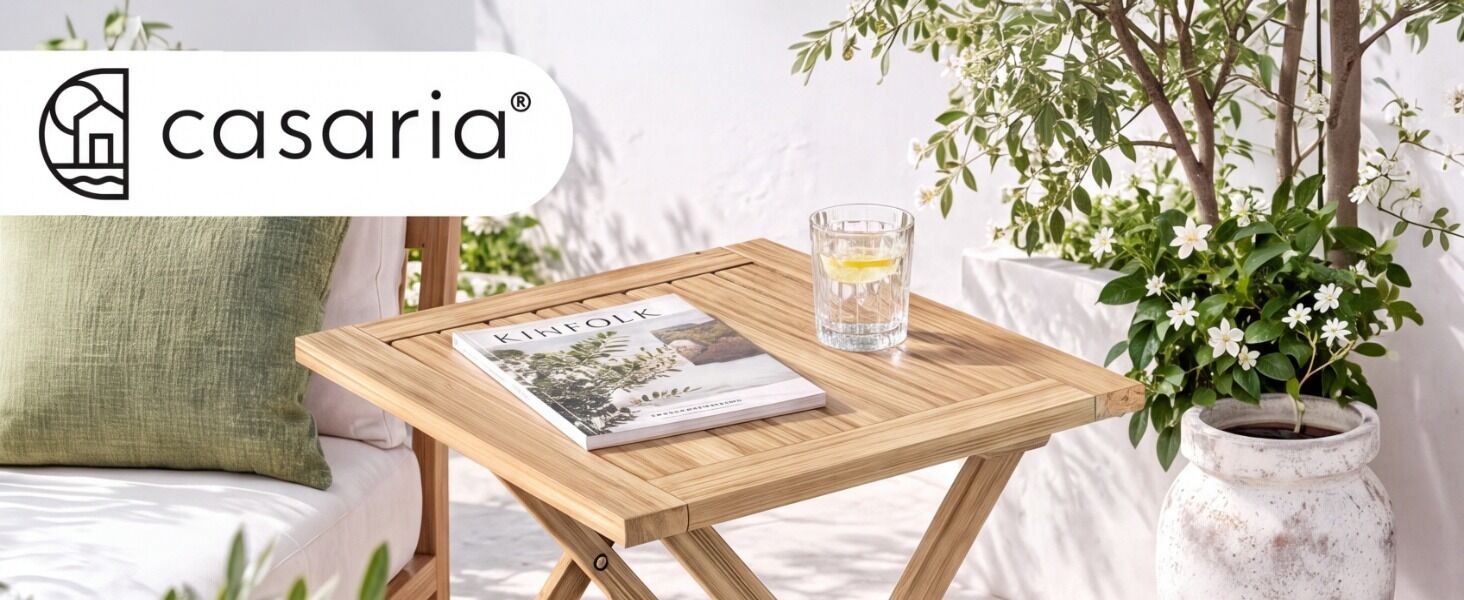 Gartentisch klappbar Akazienholz Teak-Optik 46cm massiv platzsparend elegant