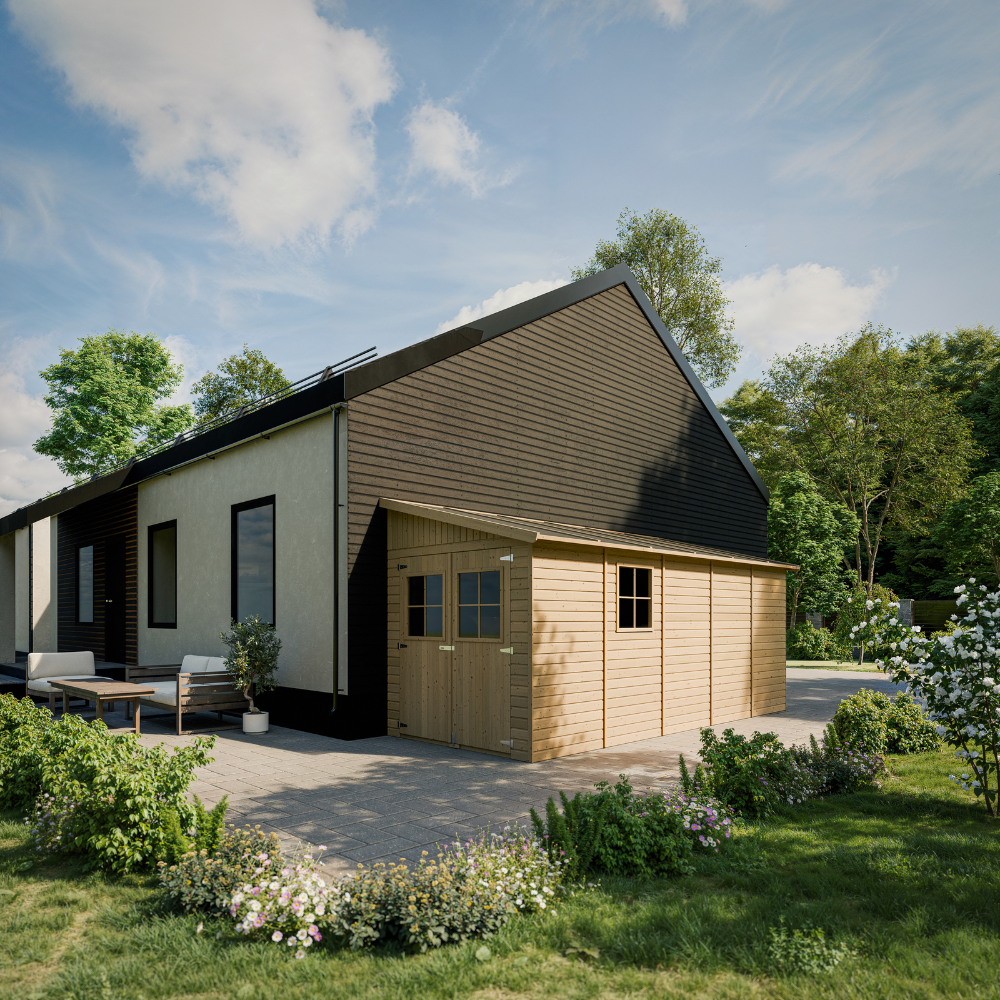 Holzschuppen M341+M341G mit Boden – 201 x 493 cm – 10 m2