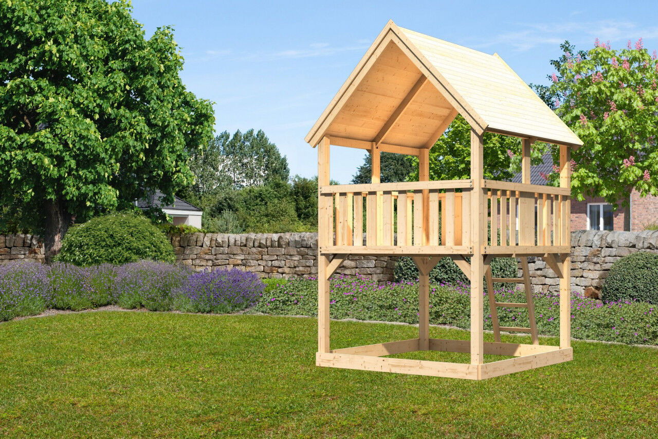 Spielturm Luis mit Satteldach natur