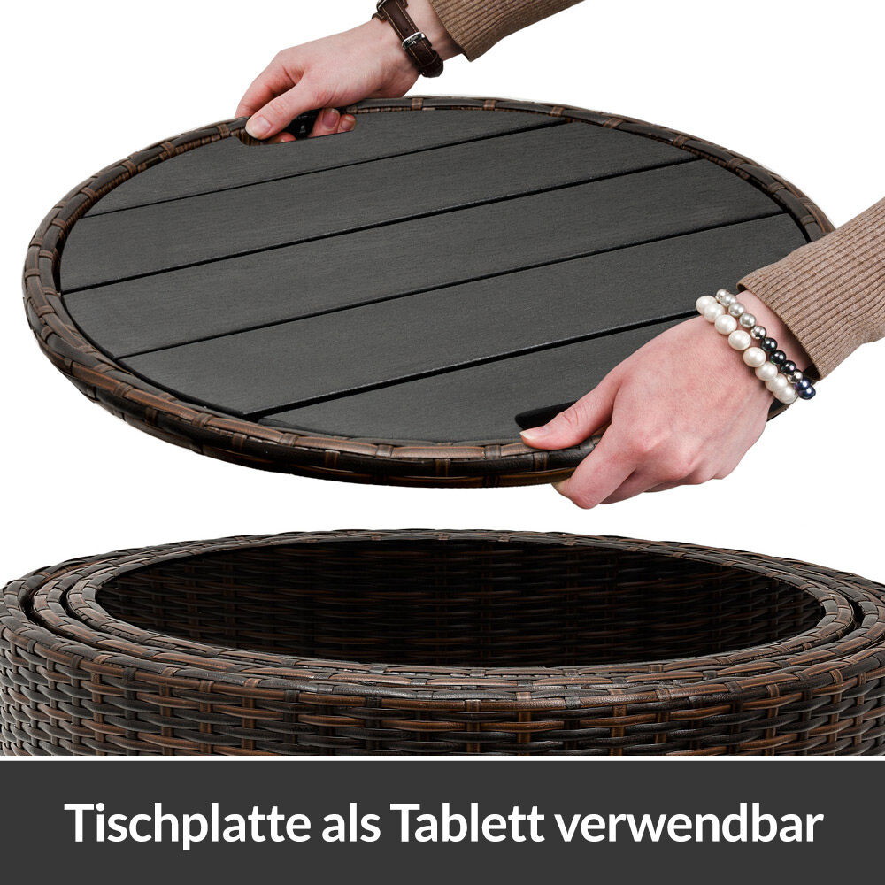 Polyrattan Sonneninsel Braun Ø185cm WPC-Teleskoptisch