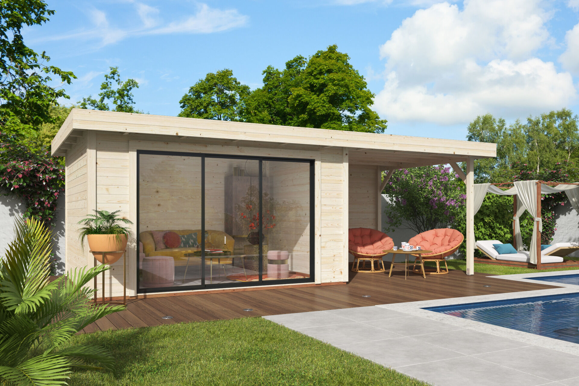 Flachdach Gartenhaus Aktion 46 Plus