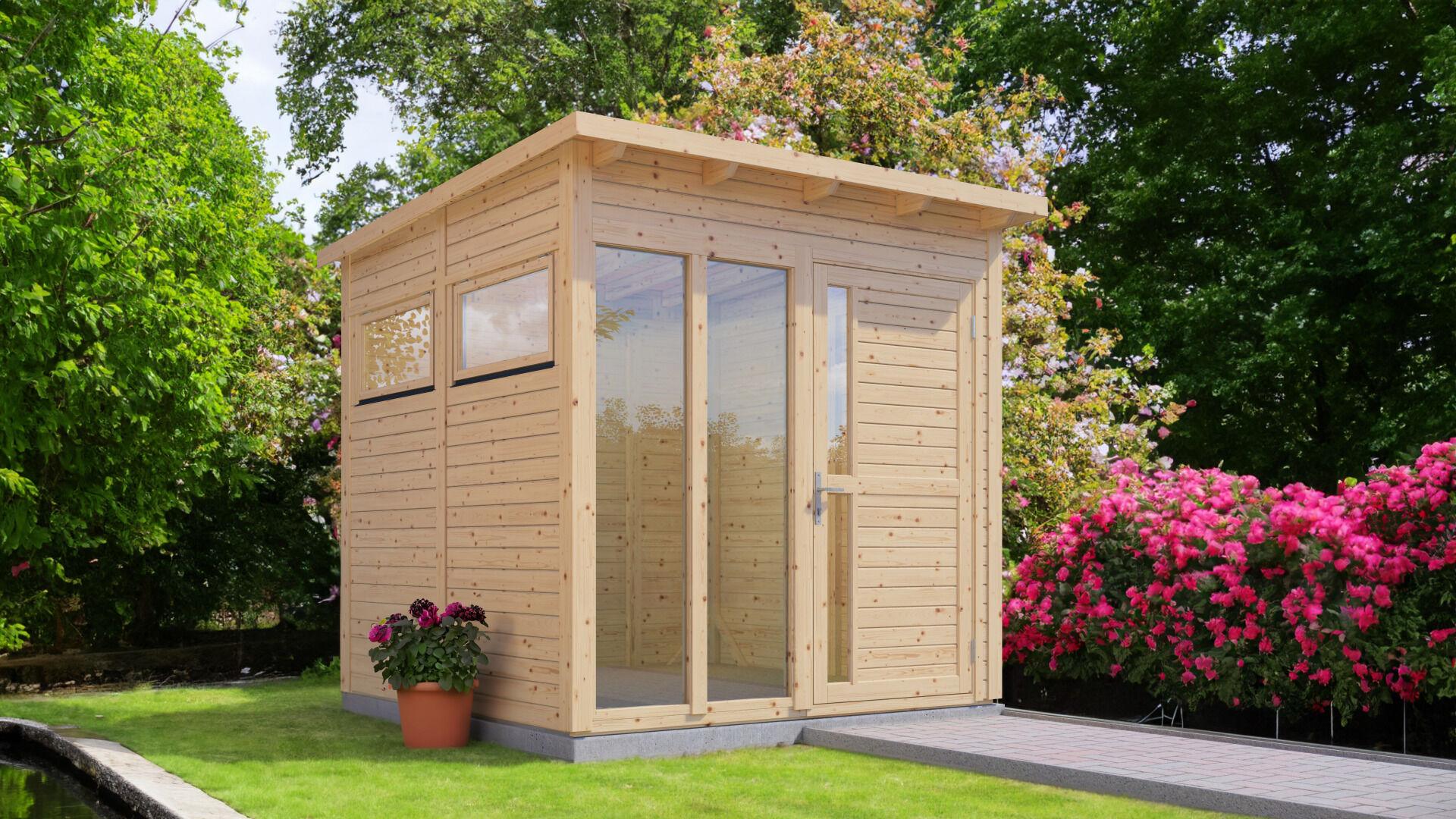 Gartenhaus Holz Pentus 2 Office naturbelassen 223 x 230 cm