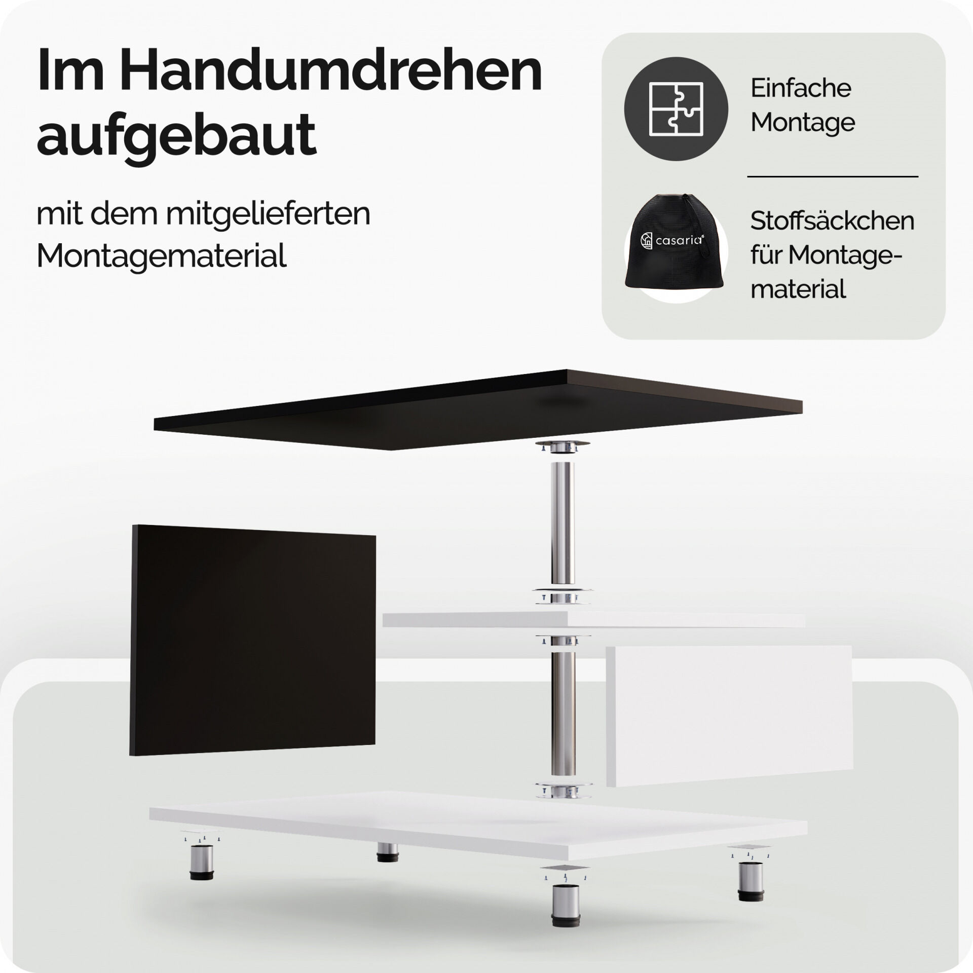 Couchtisch Orlando Weiß/Schwarz 95x55x50cm