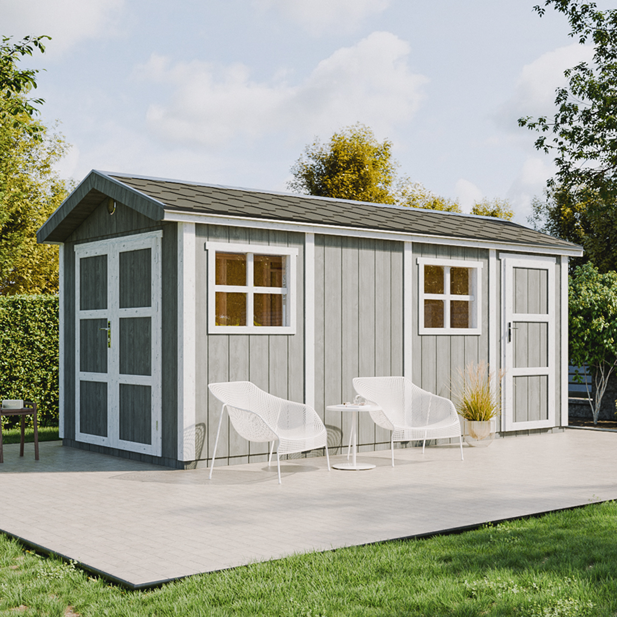 Gartenhaus Polly mit LP® SmartSide® M915C – 236 x 486 cm – 11 m2