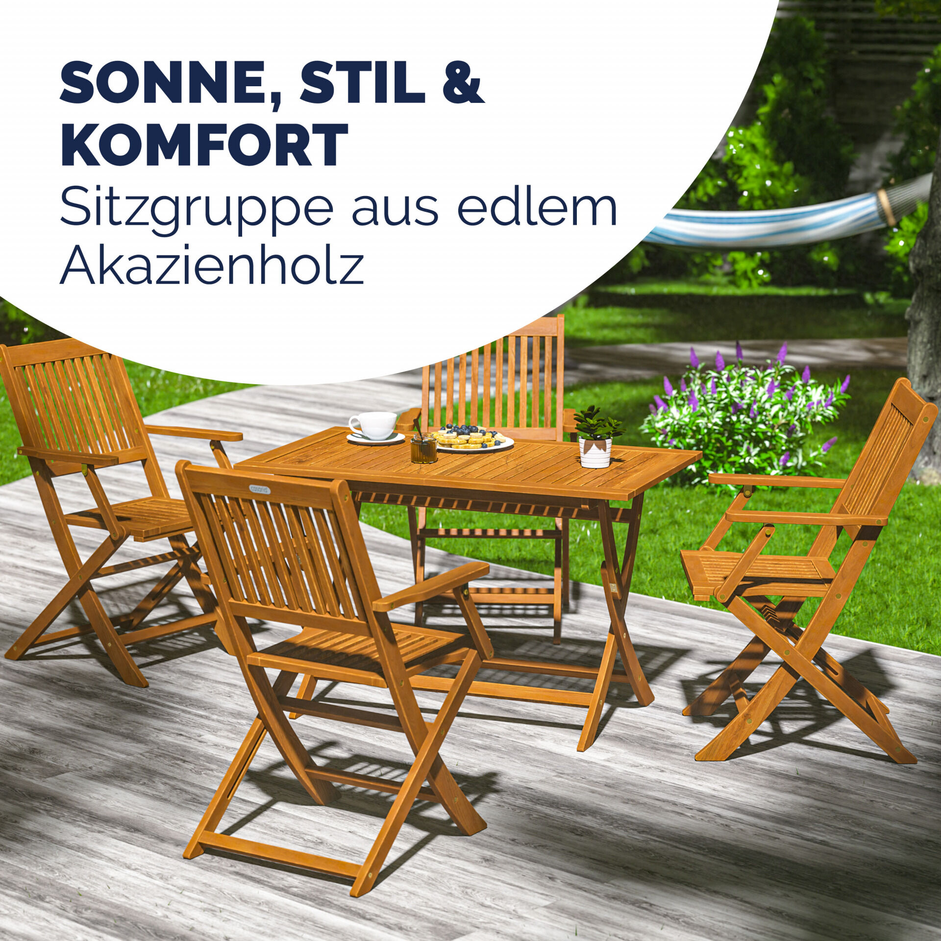 Garten-Sitzgruppe Sydney Komfort 5-tlg Akazienholz FSC® zertifiziert