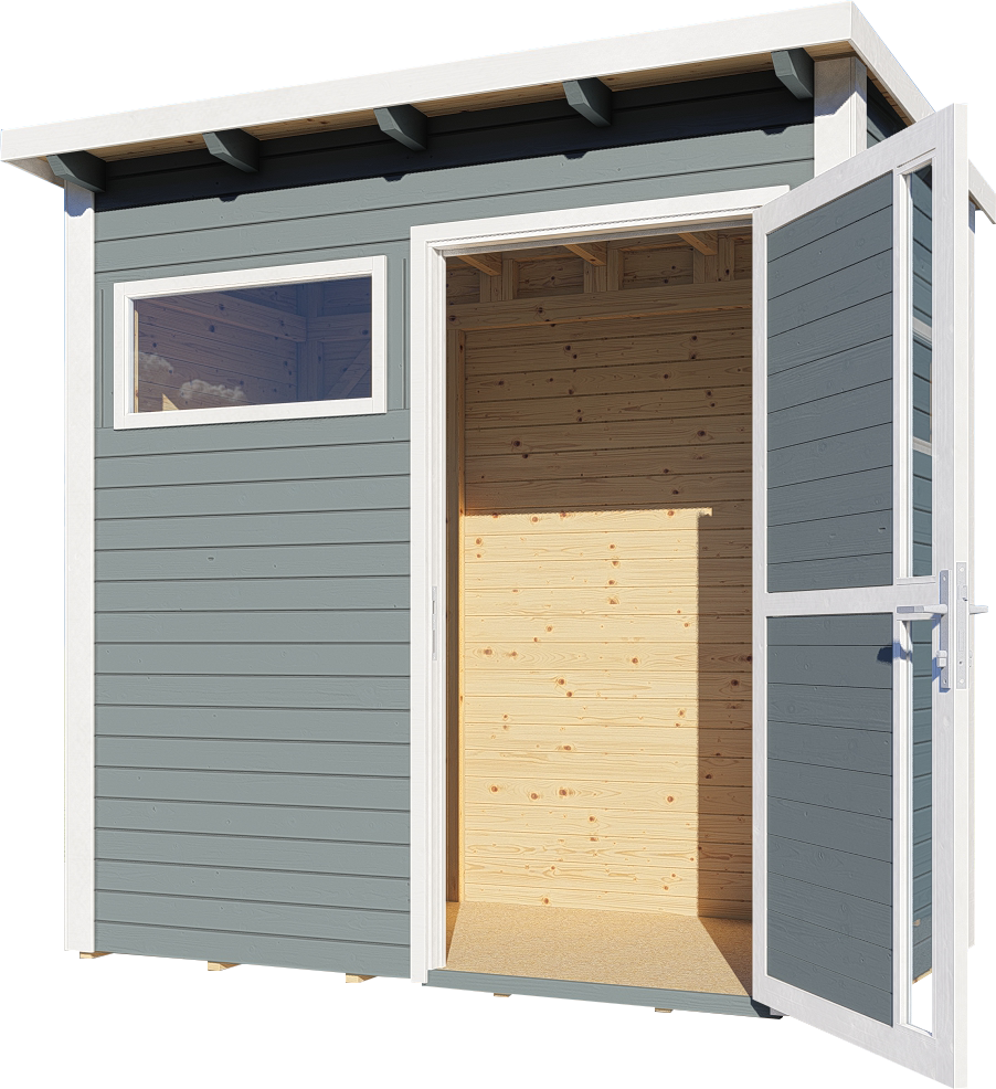 Gartenhaus Holz Pentus 1 hellgrau 234 x 115 cm