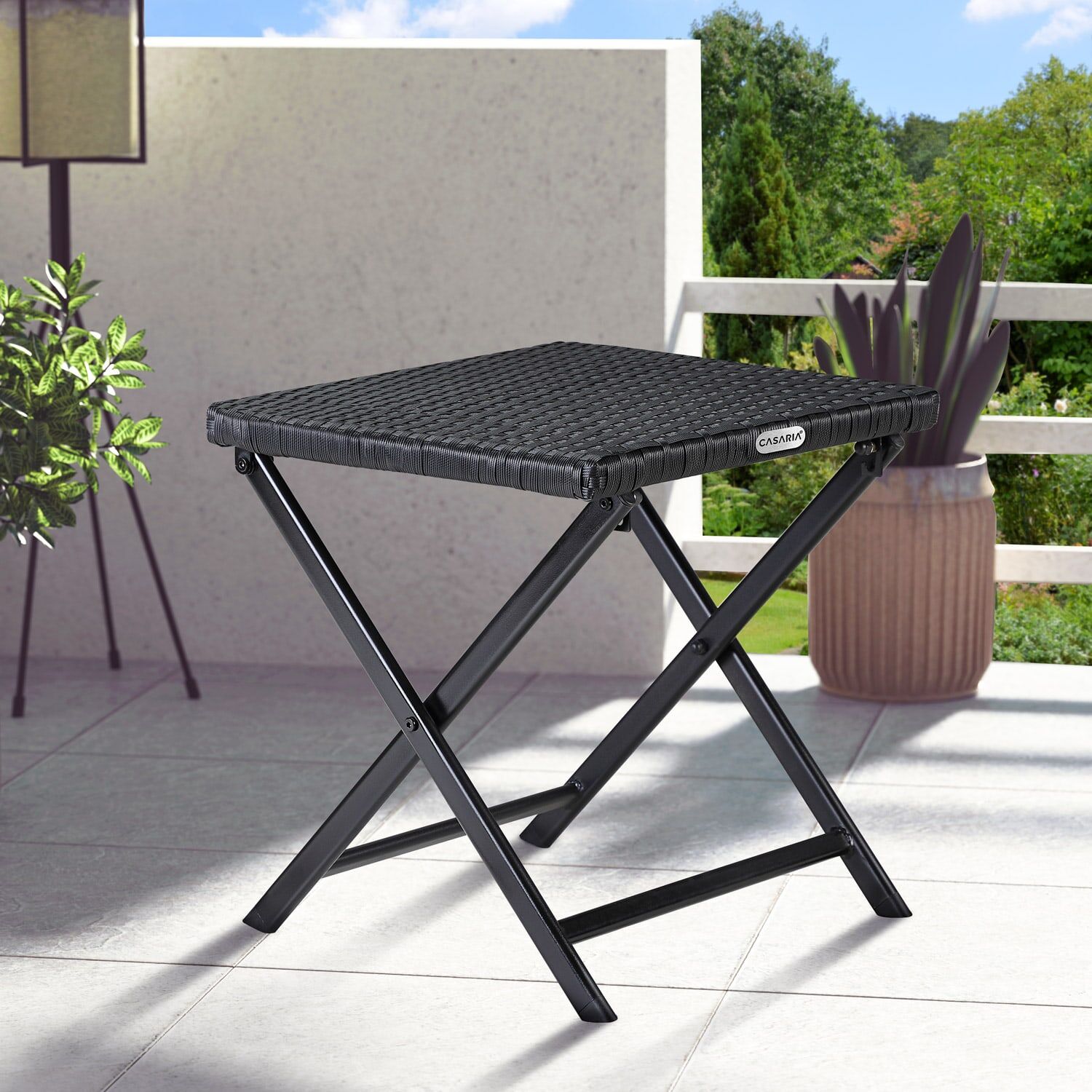 Polyrattan Klapphocker Rom 3in1 Schwarz