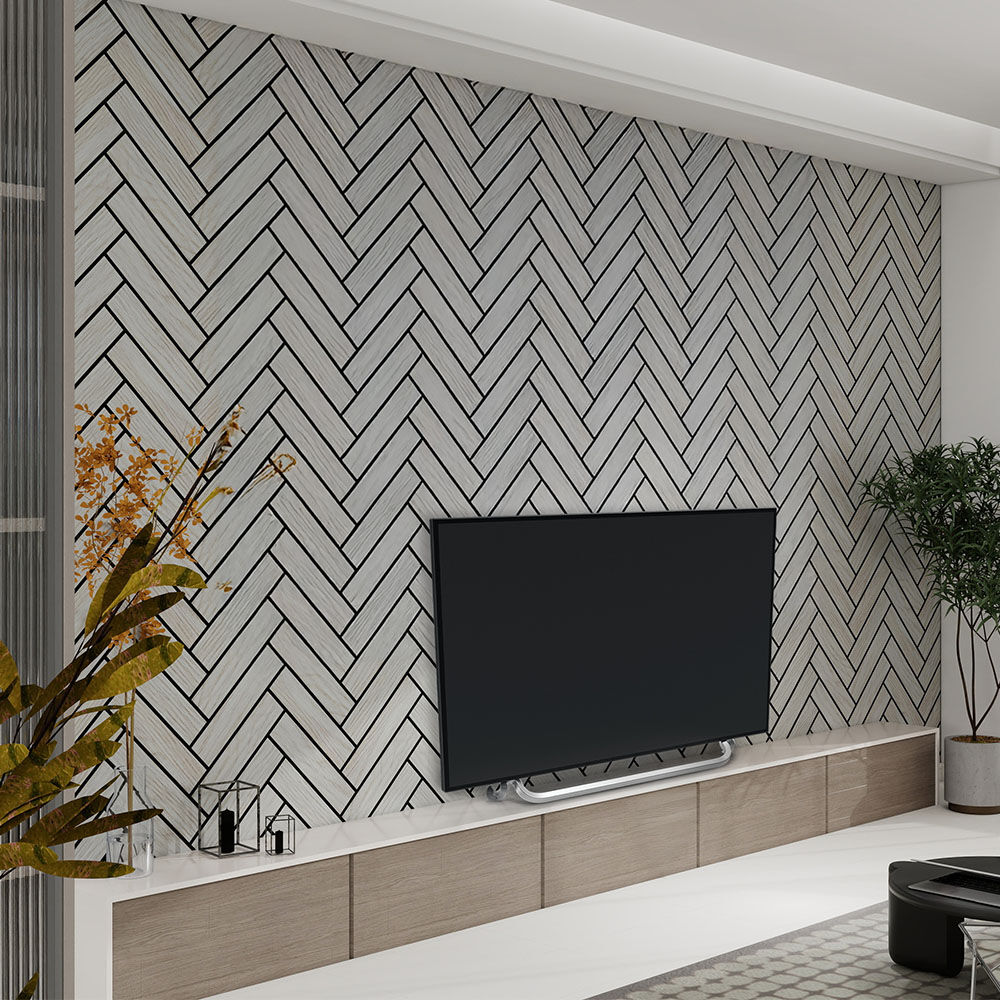 Akustikpaneel Fischgrätenoptik VEGA Grey Oak 9er Set - 80 x 40 cm