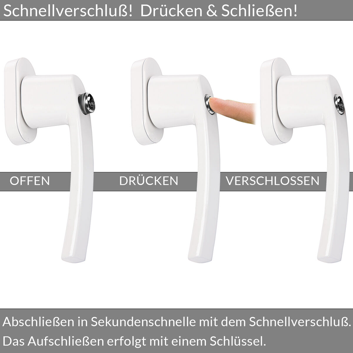 Fenstergriff 2er-Set Weiß abschließbar