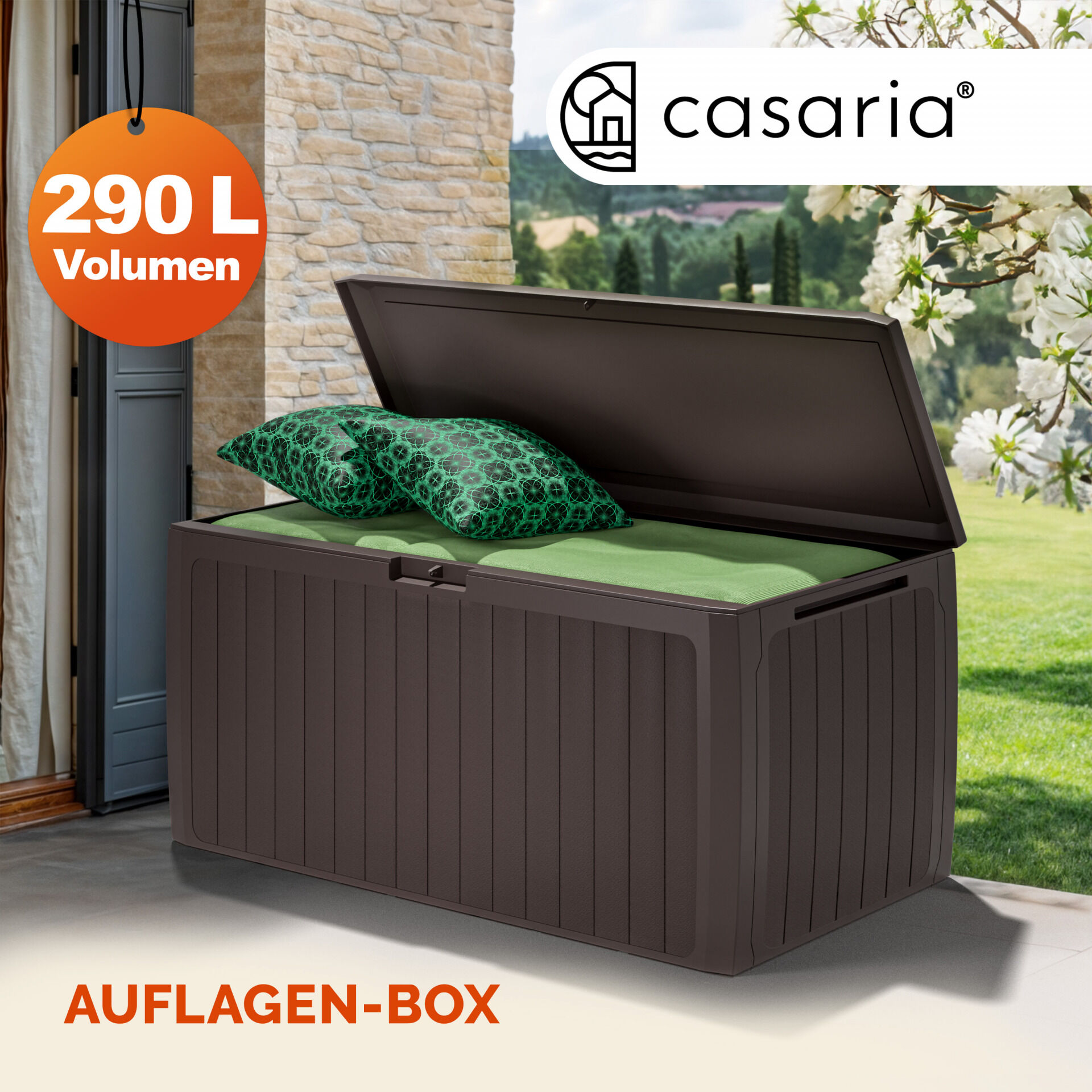 Gartenbox 290L Braun Board Plus mit Rollen wetterfest